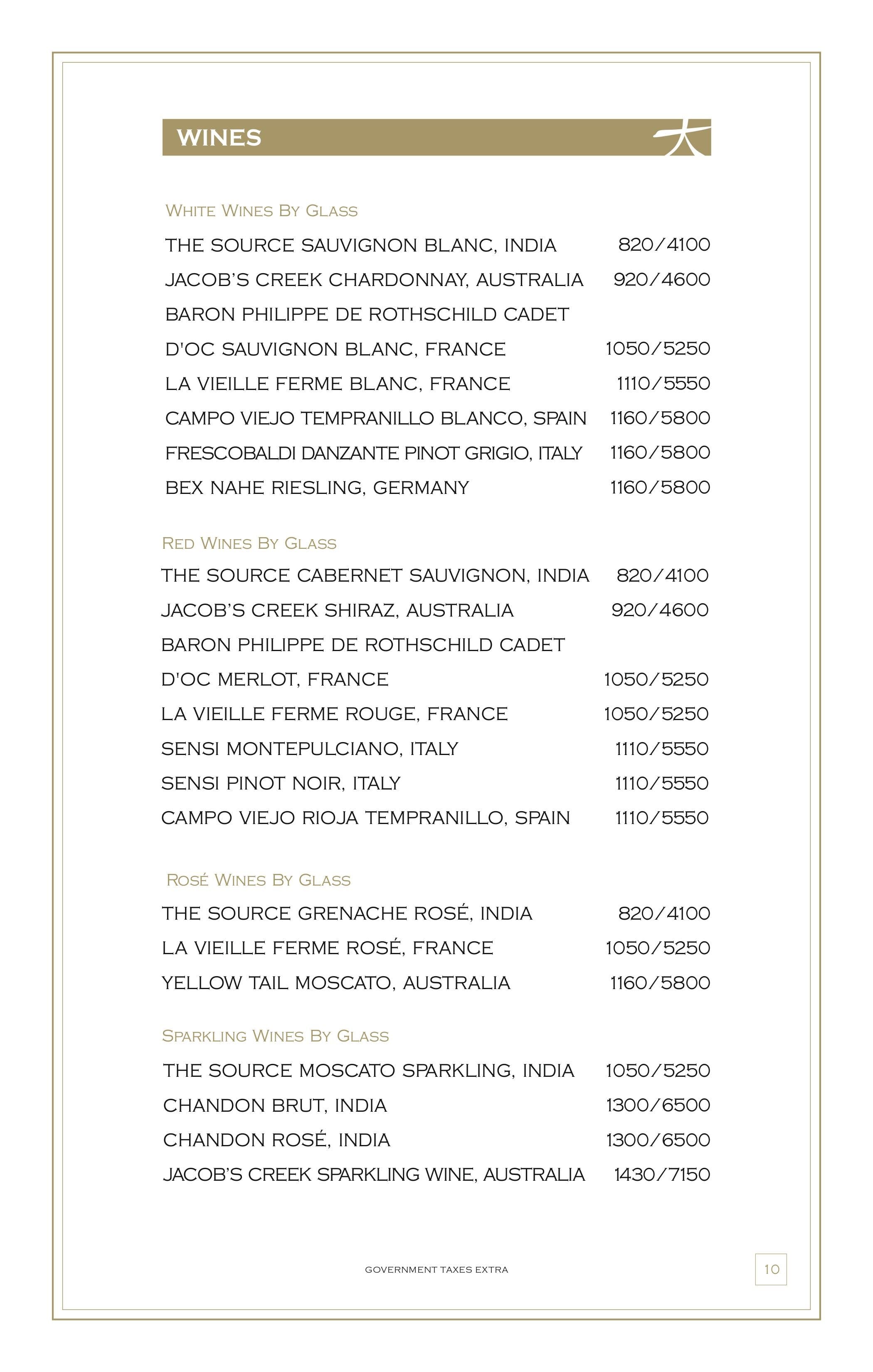 Dining Experience for Two at KOKO, South Mumbai — Beverages menu