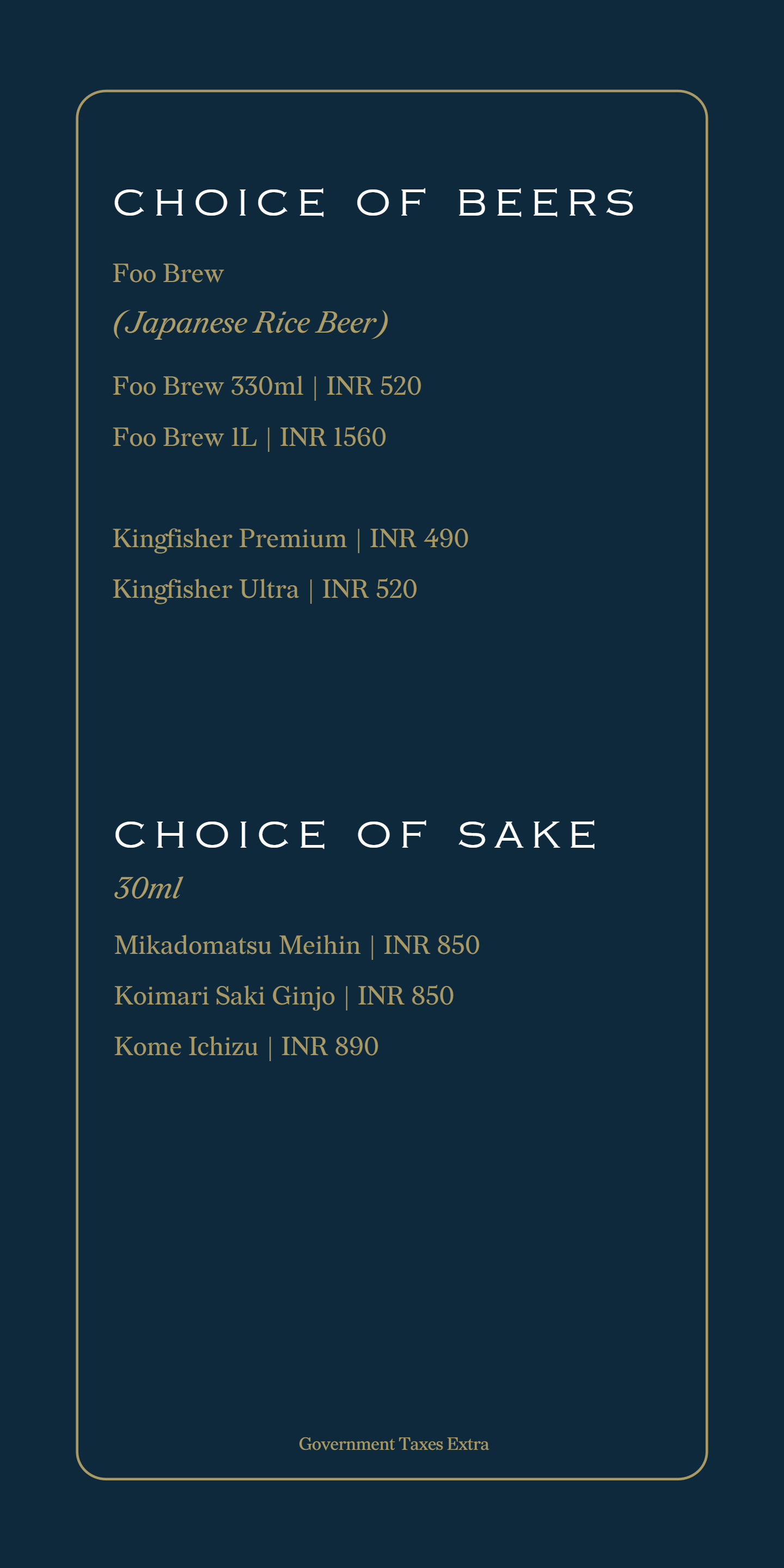 Dining Experience for Two at KOKO, South Mumbai — Food menu