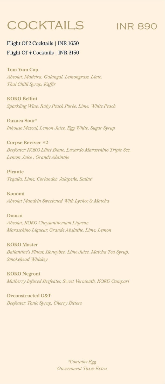 Dining Experience for Two at KOKO, South Mumbai — Special menu