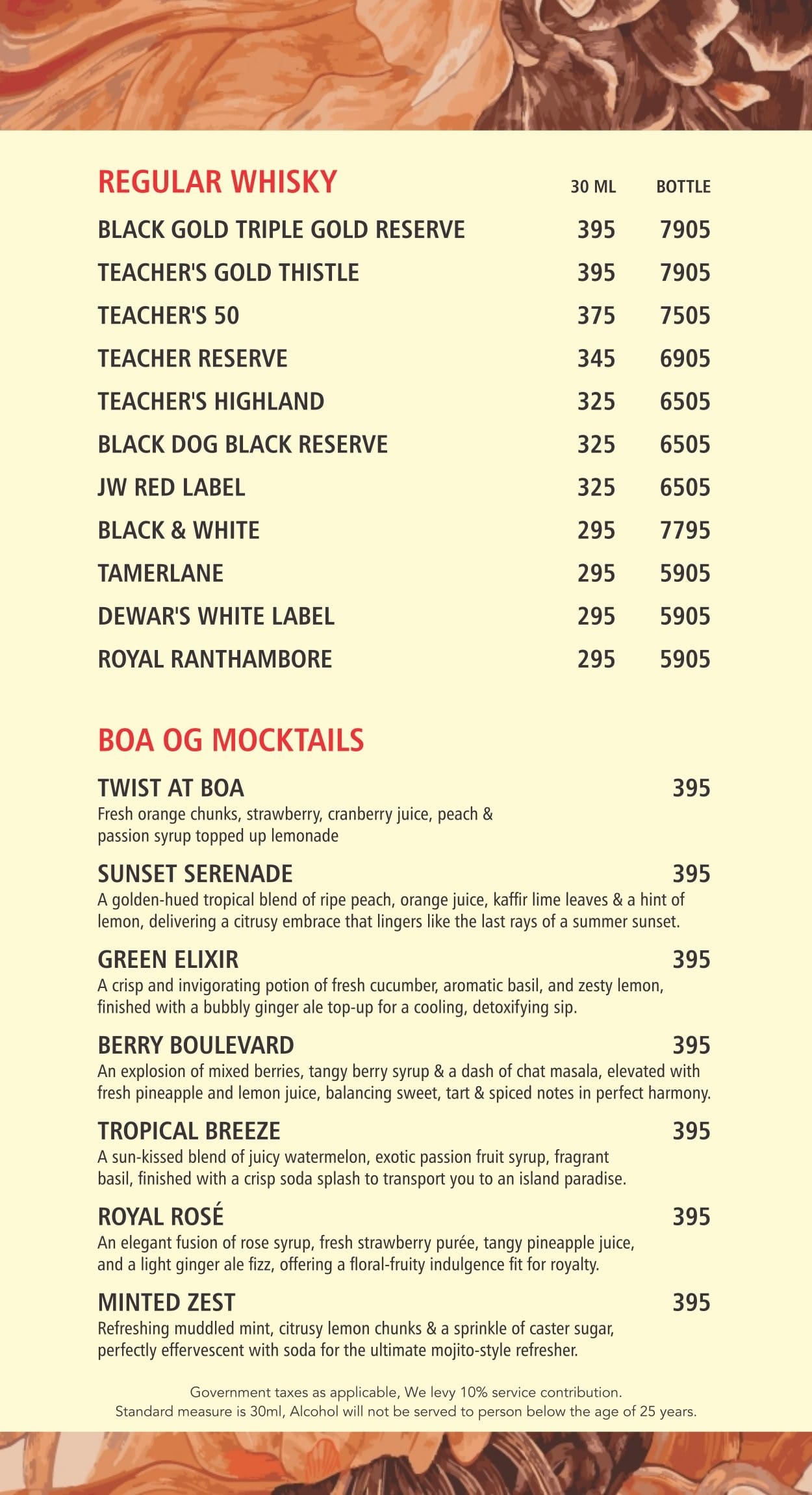 Dining Experience for Two at BOA VILLAGE, North Delhi — Beverages menu