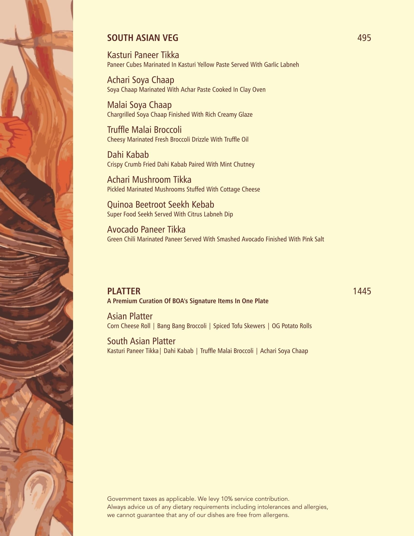 Dining Experience for Two at BOA VILLAGE, North Delhi — Food menu