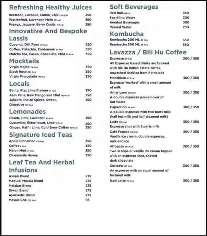 Dining Experience for Two at AnnaMaya, Aerocity — Beverages menu