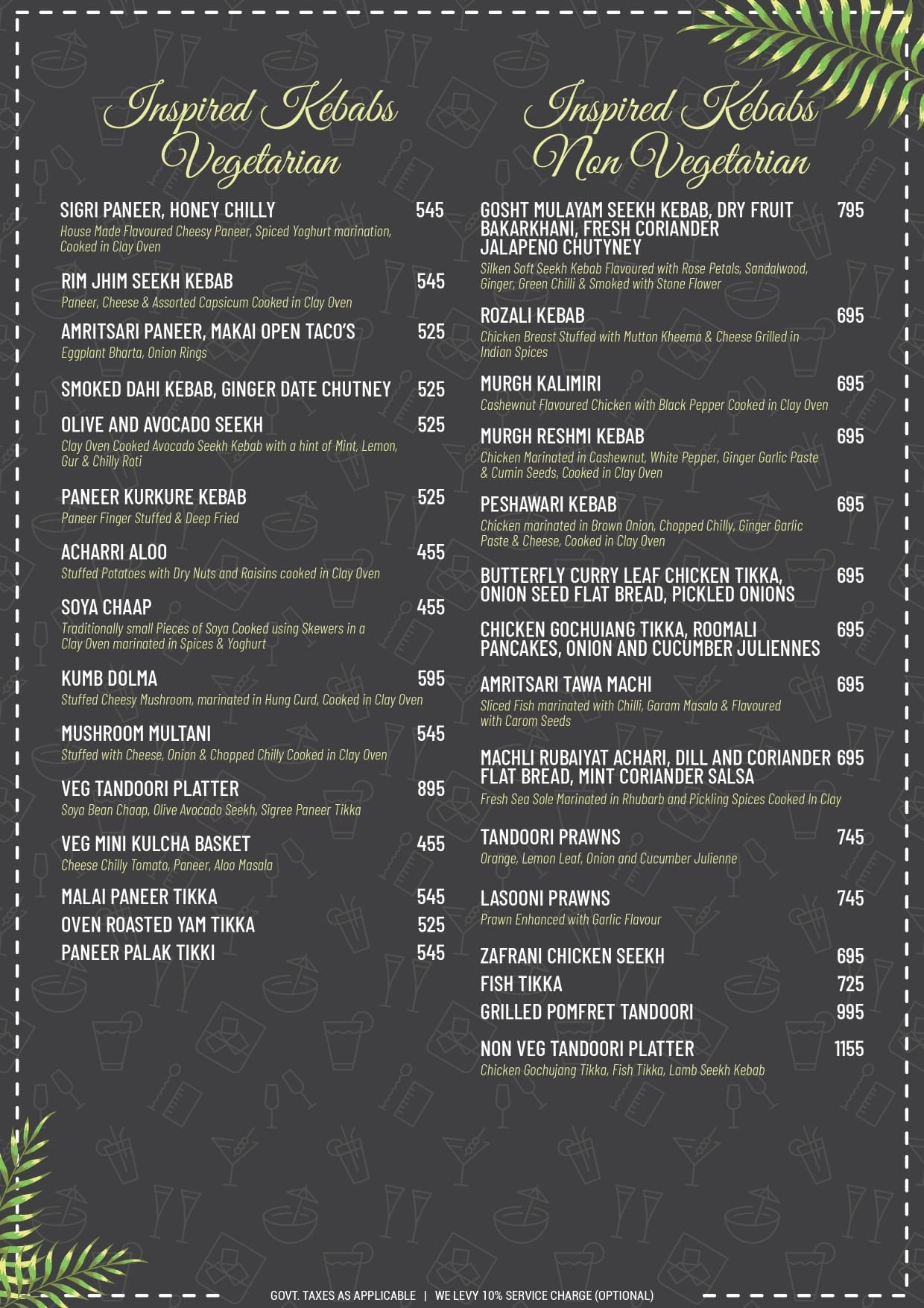 Dining Experience for Two at Razzberry Rhinoceros, Mumbai — Food menu