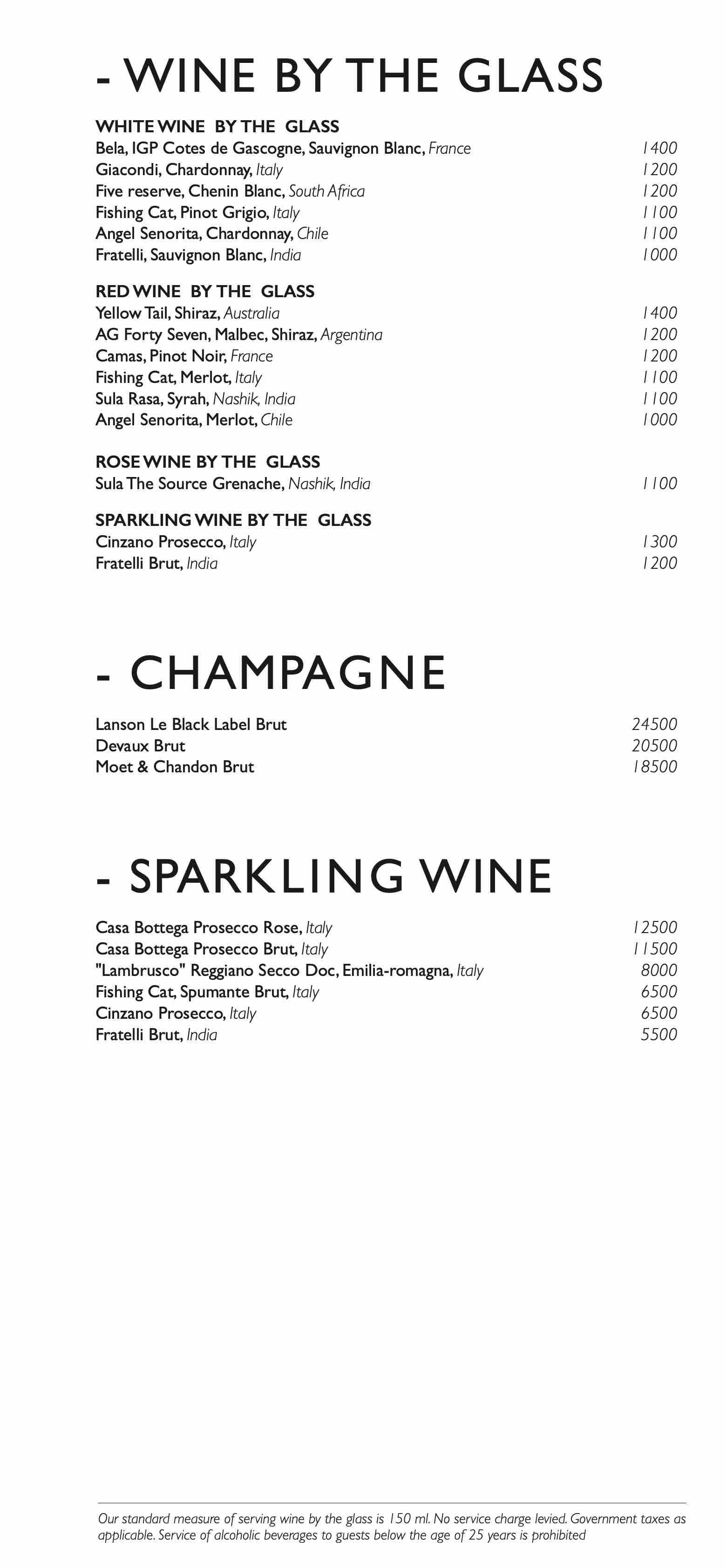 Dining Experience for Two at DEL, New Delhi — Beverages menu