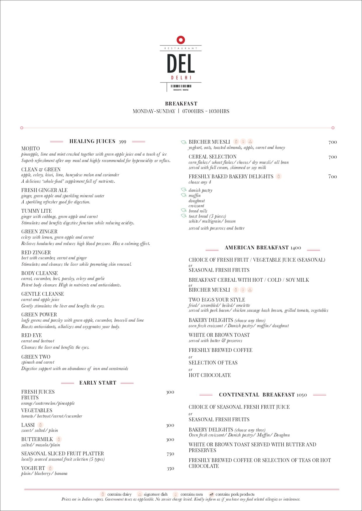 Dining Experience for Two at DEL, New Delhi — Food menu