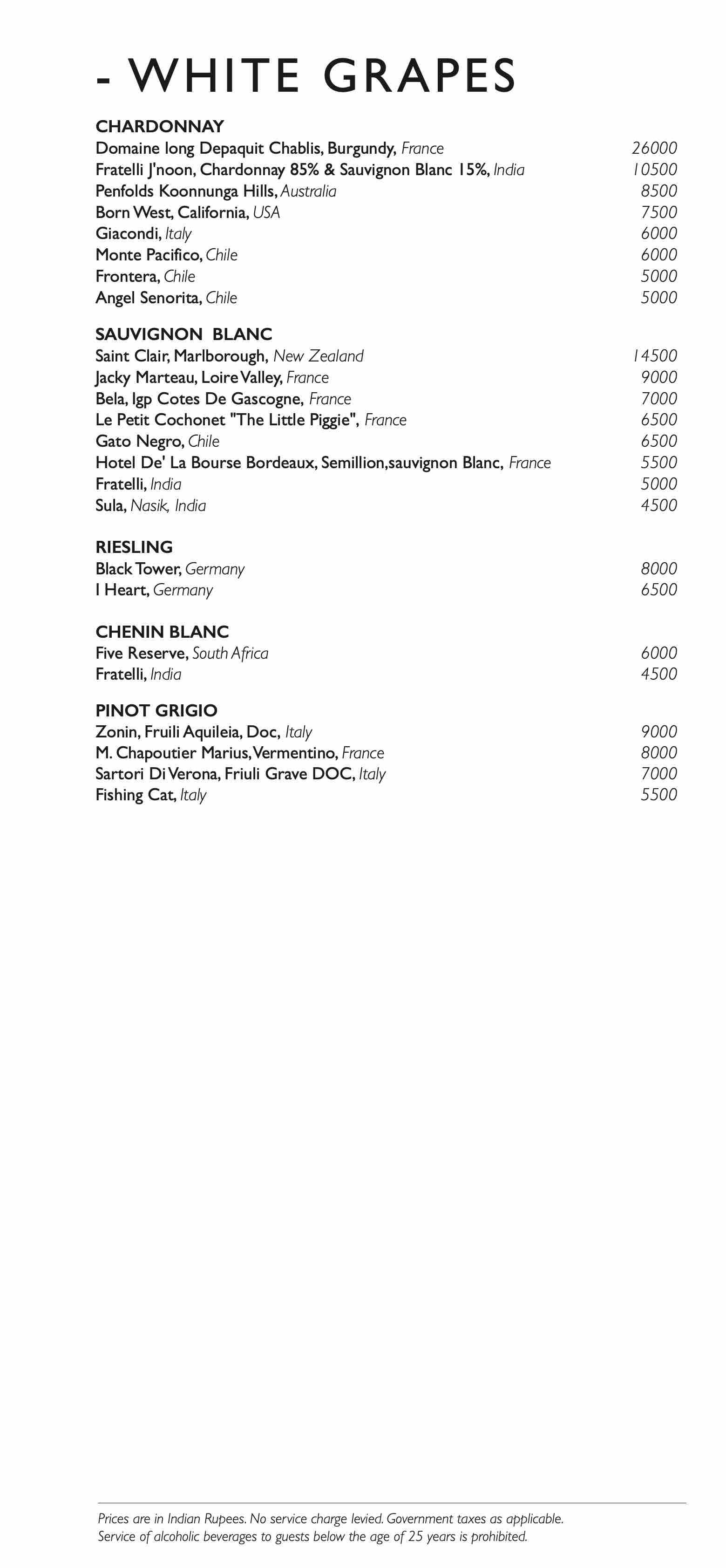 Dining Experience for Two at DEL, New Delhi — Beverages menu