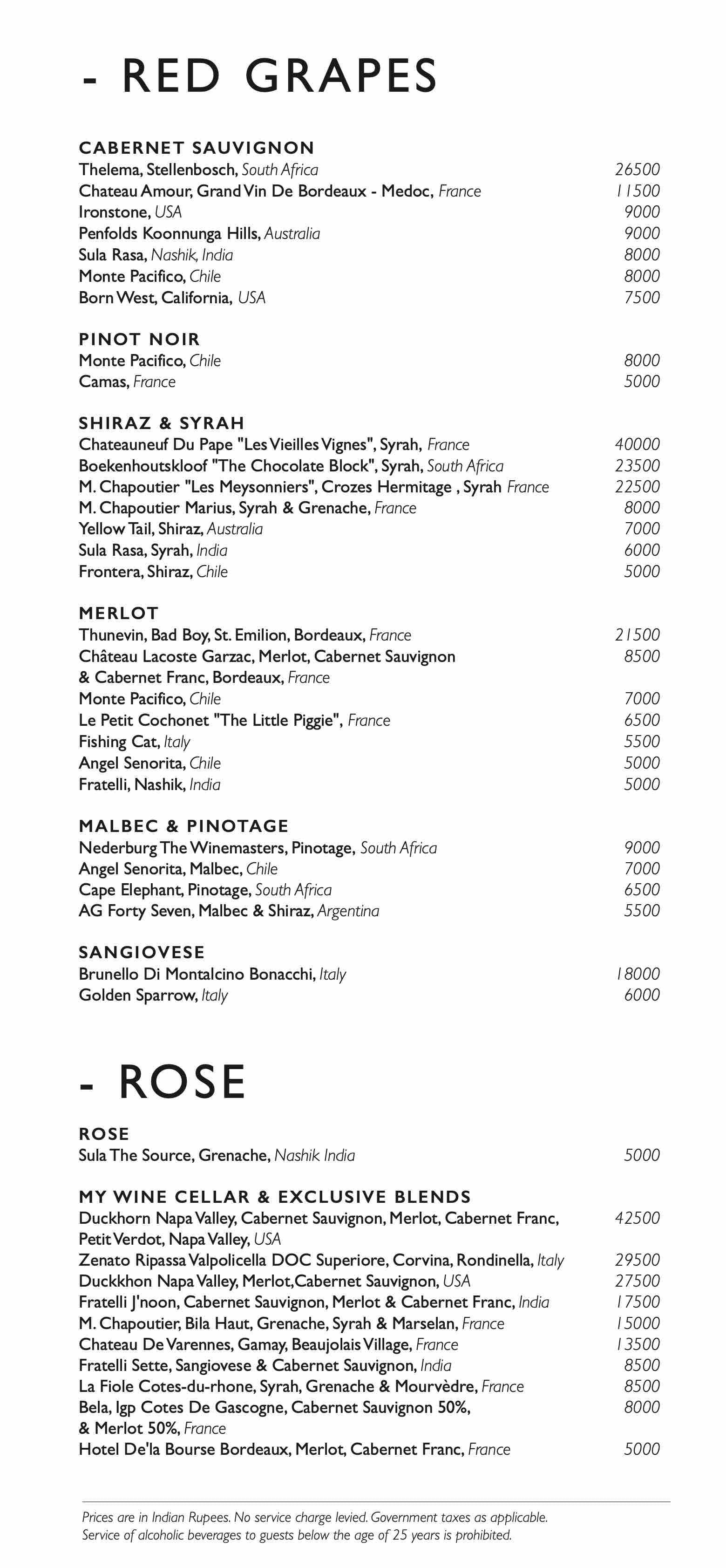 Dining Experience for Two at DEL, New Delhi — Beverages menu