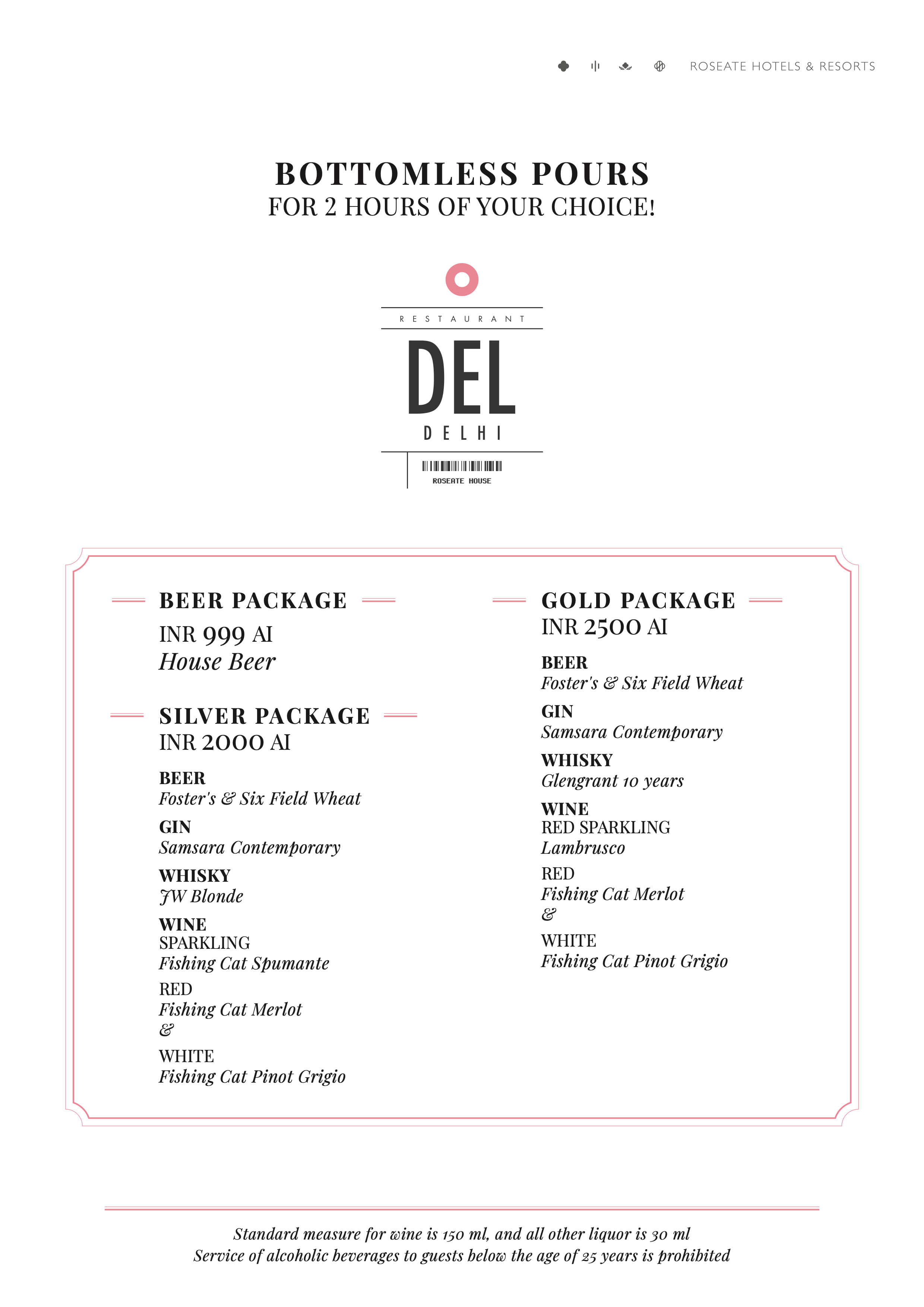 Dining Experience for Two at DEL, New Delhi — Beverages menu