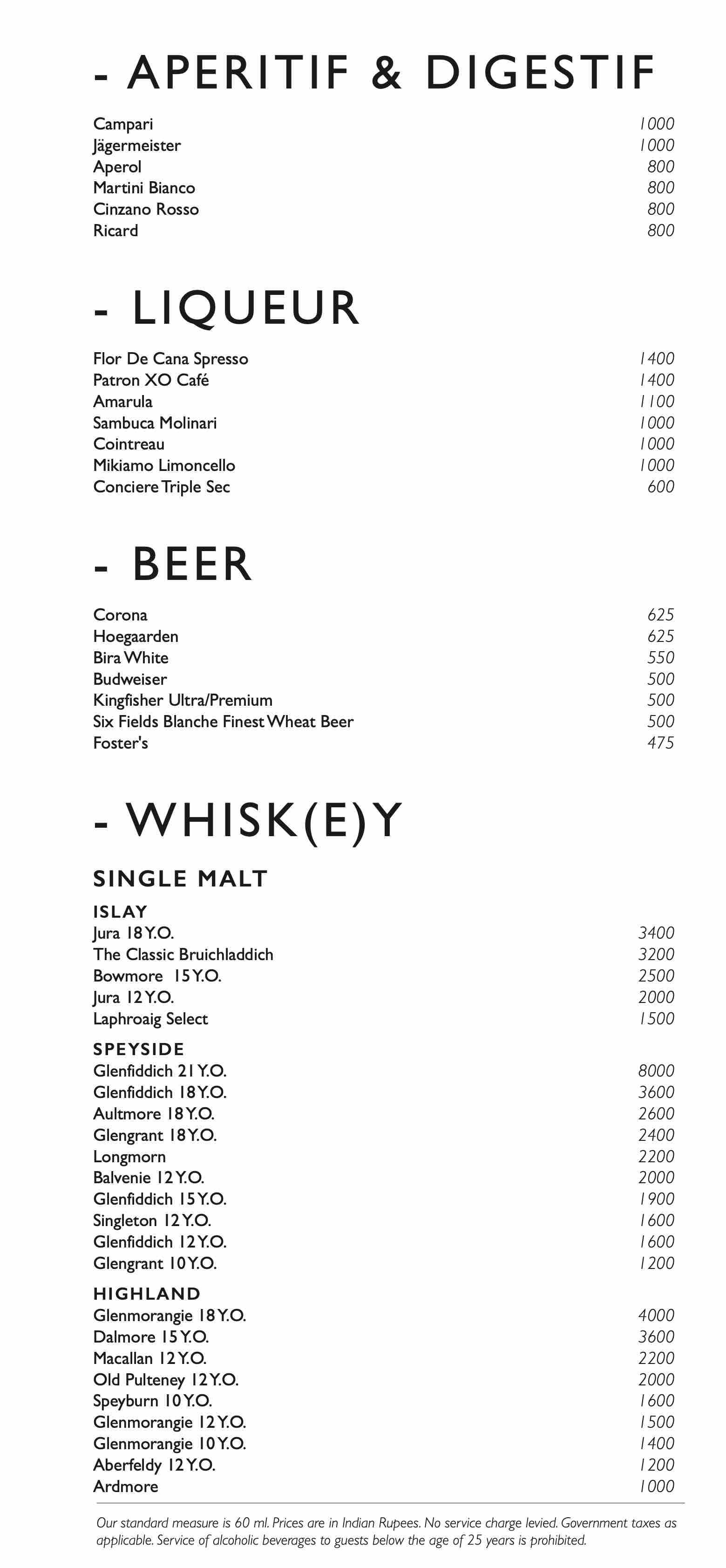 Dining Experience for Two at DEL, New Delhi — Beverages menu