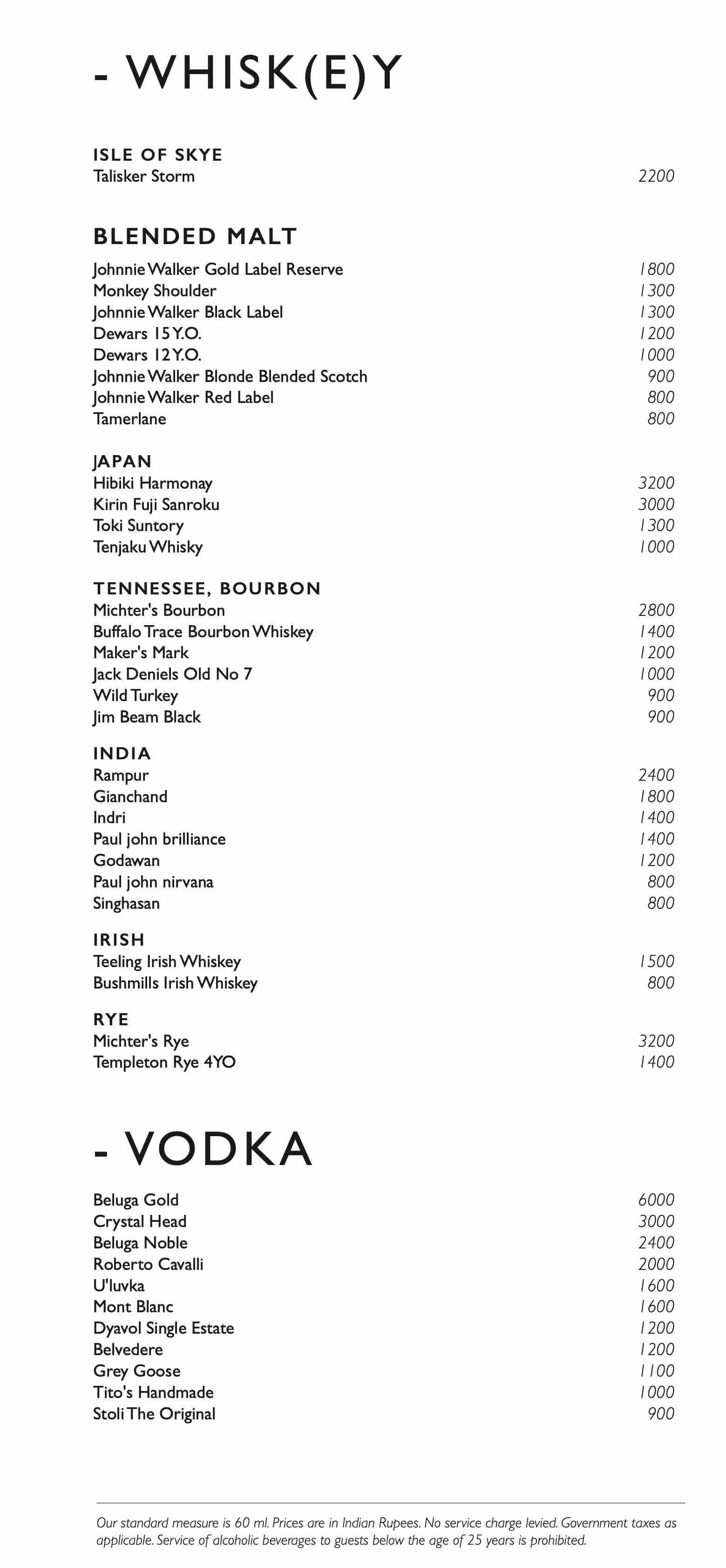 Dining Experience for Two at DEL, New Delhi — Beverages menu