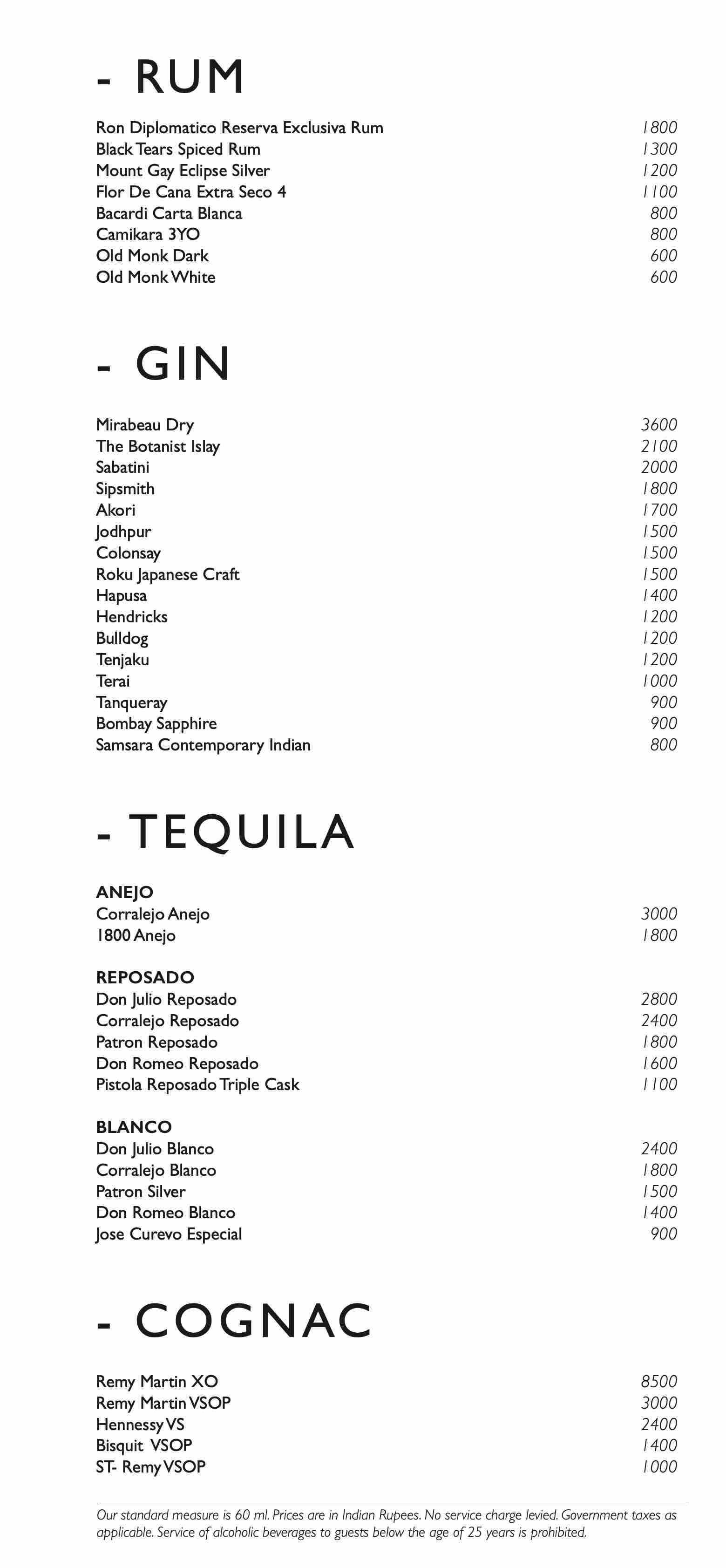 Dining Experience for Two at DEL, New Delhi — Beverages menu