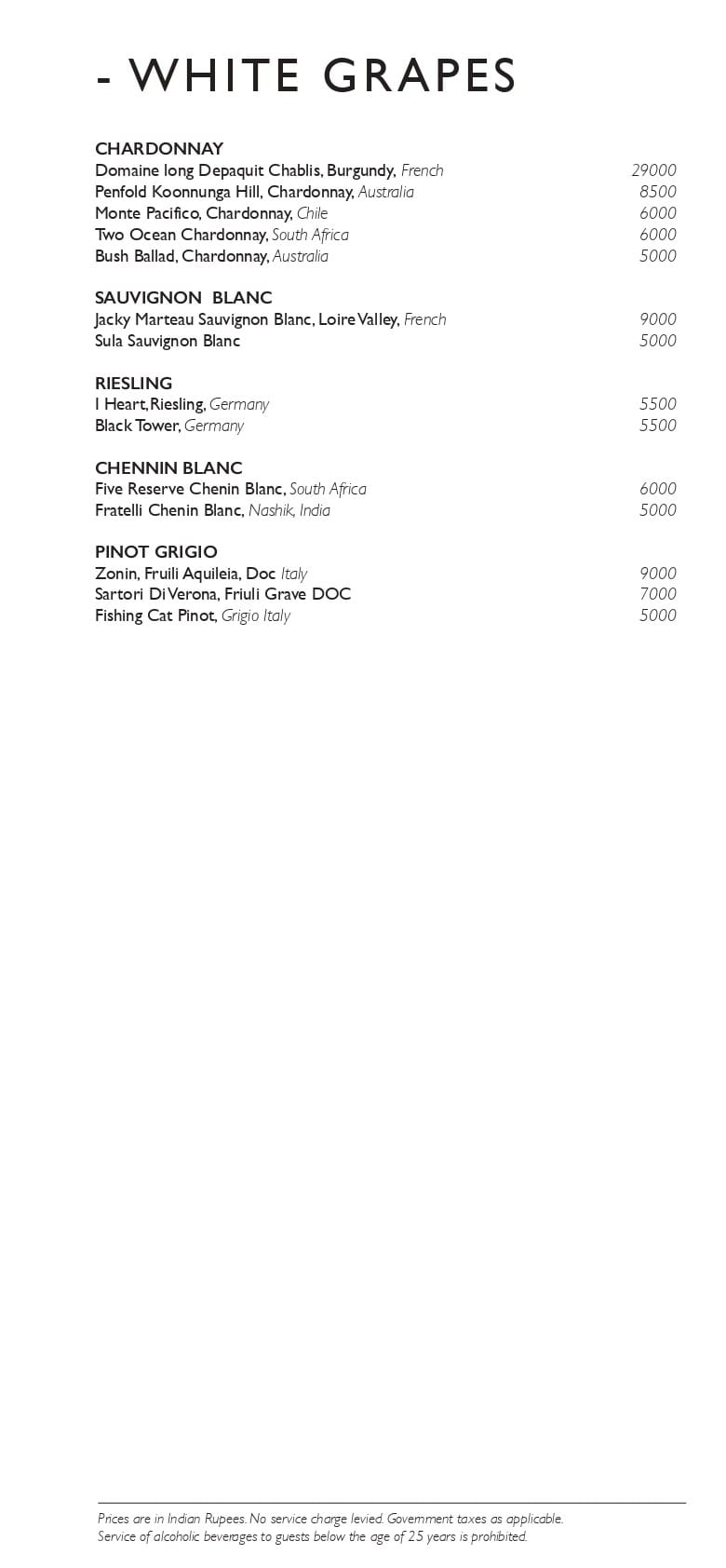 Dining Experience for Two at Kheer, New Delhi — Beverages menu