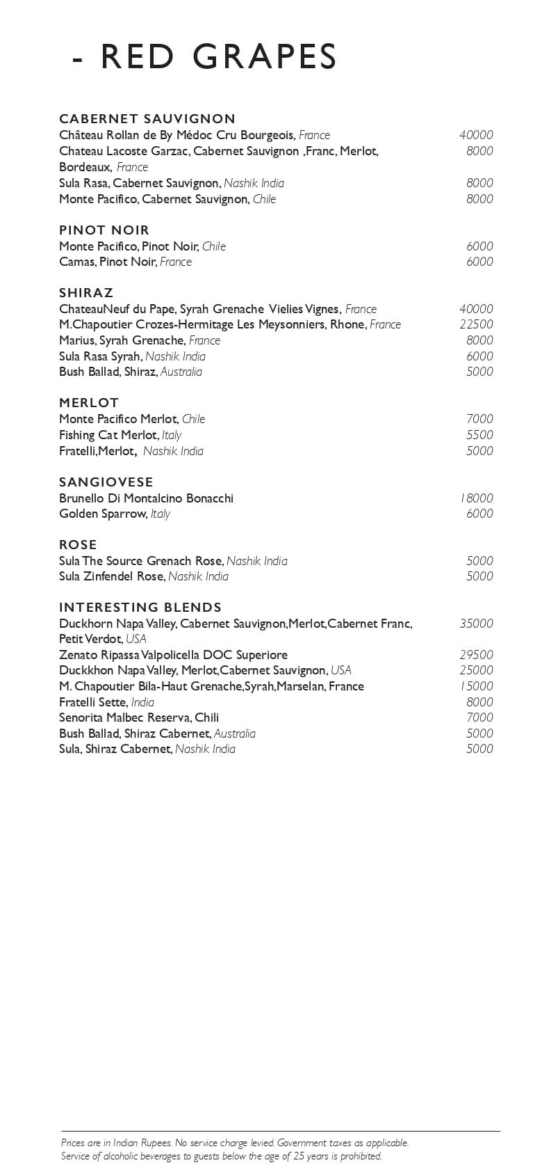 Dining Experience for Two at Kheer, New Delhi — Beverages menu