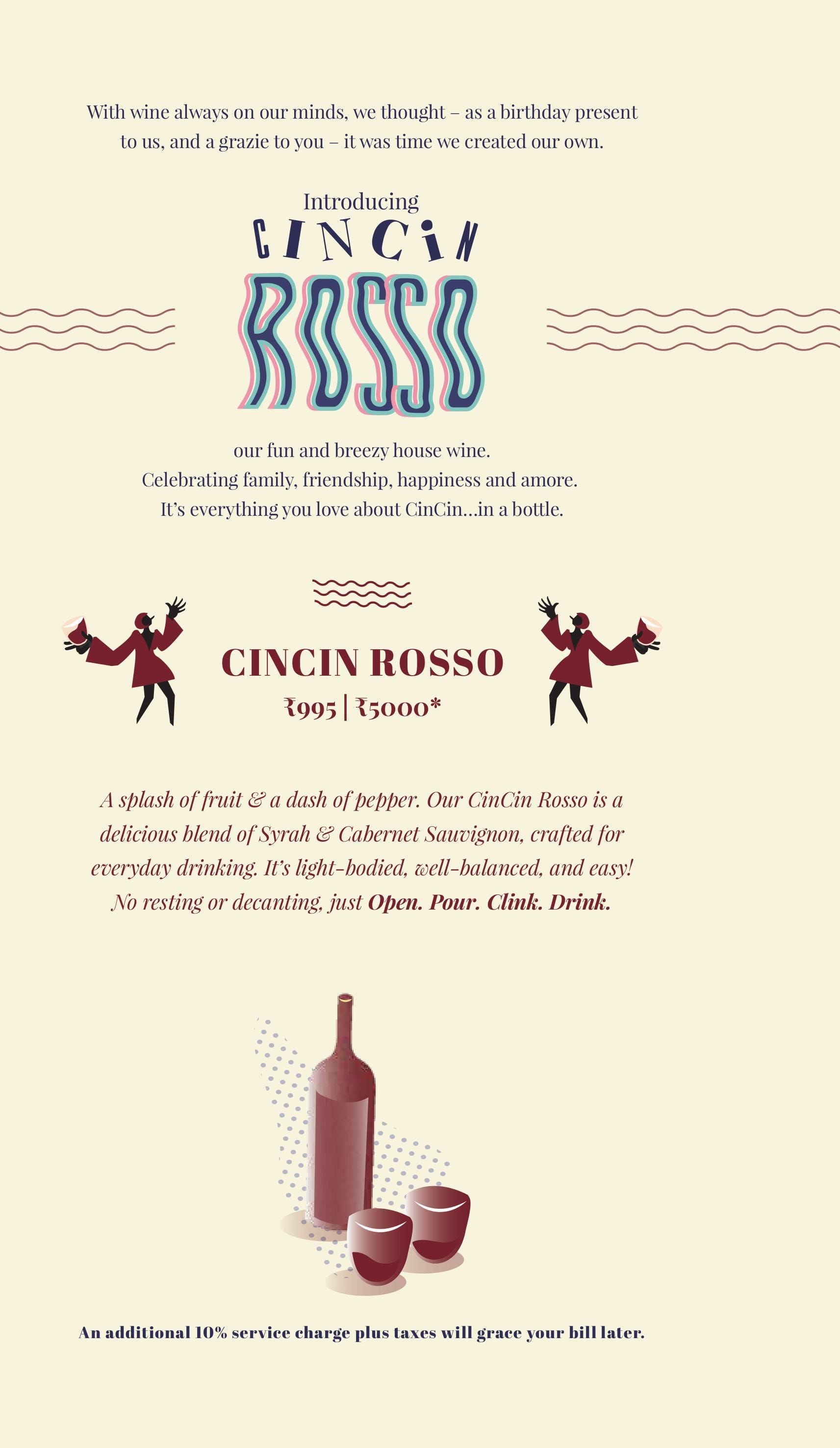 Dining Experience for Two at CinCin, Western Suburbs — Beverages menu
