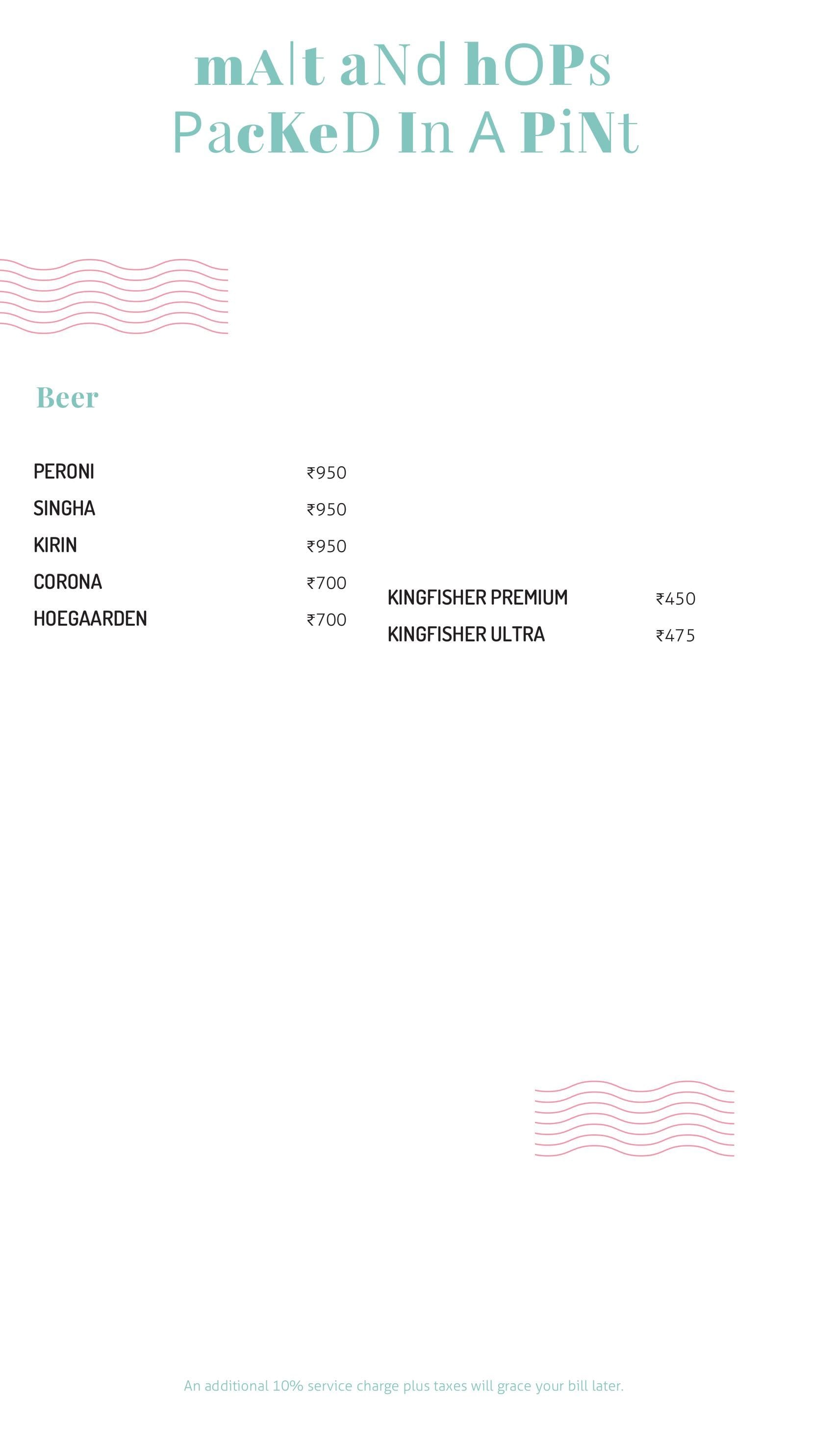 Dining Experience for Two at CinCin, Western Suburbs — Beverages menu