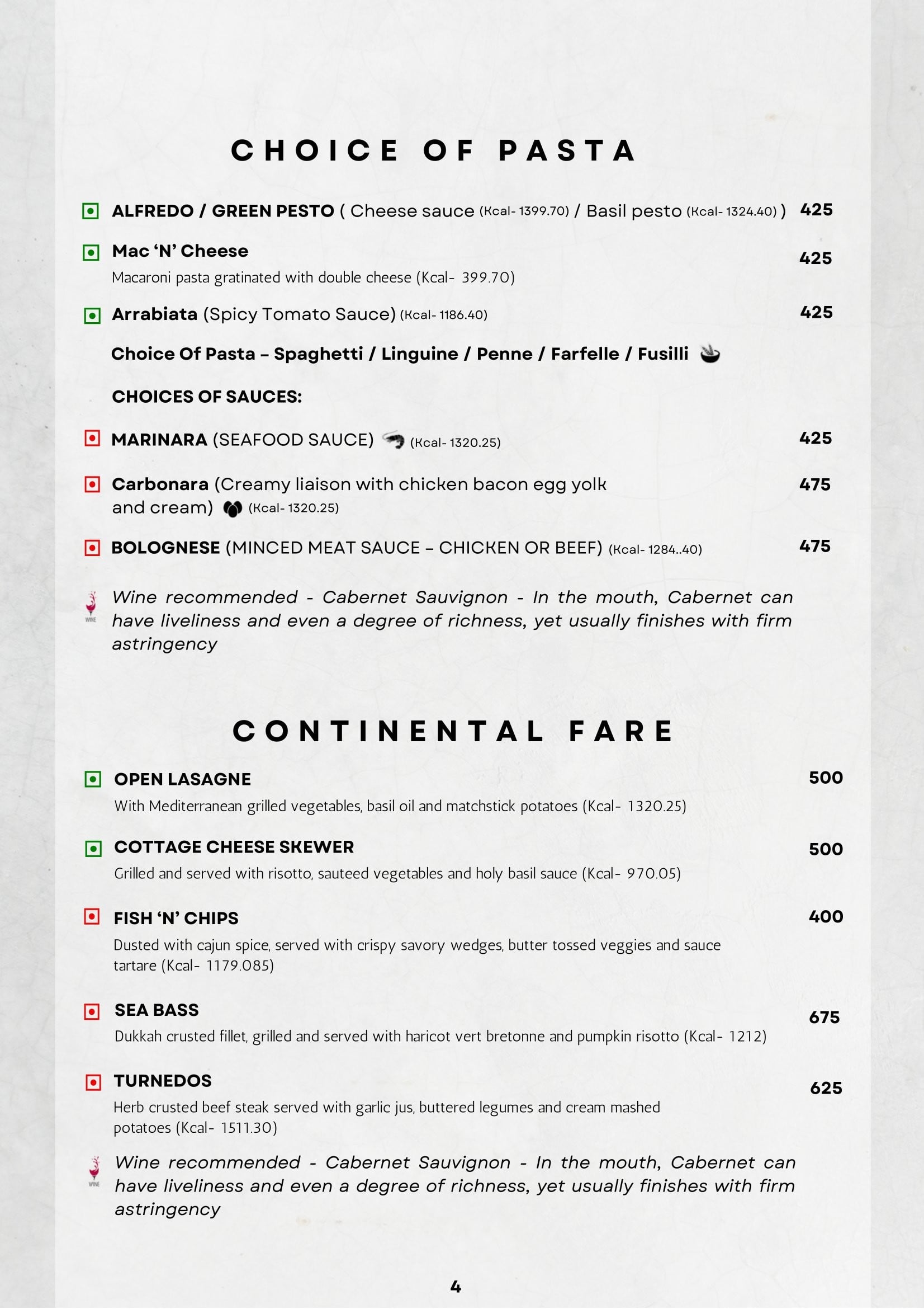 Menu of Svar, Turyaa Chennai