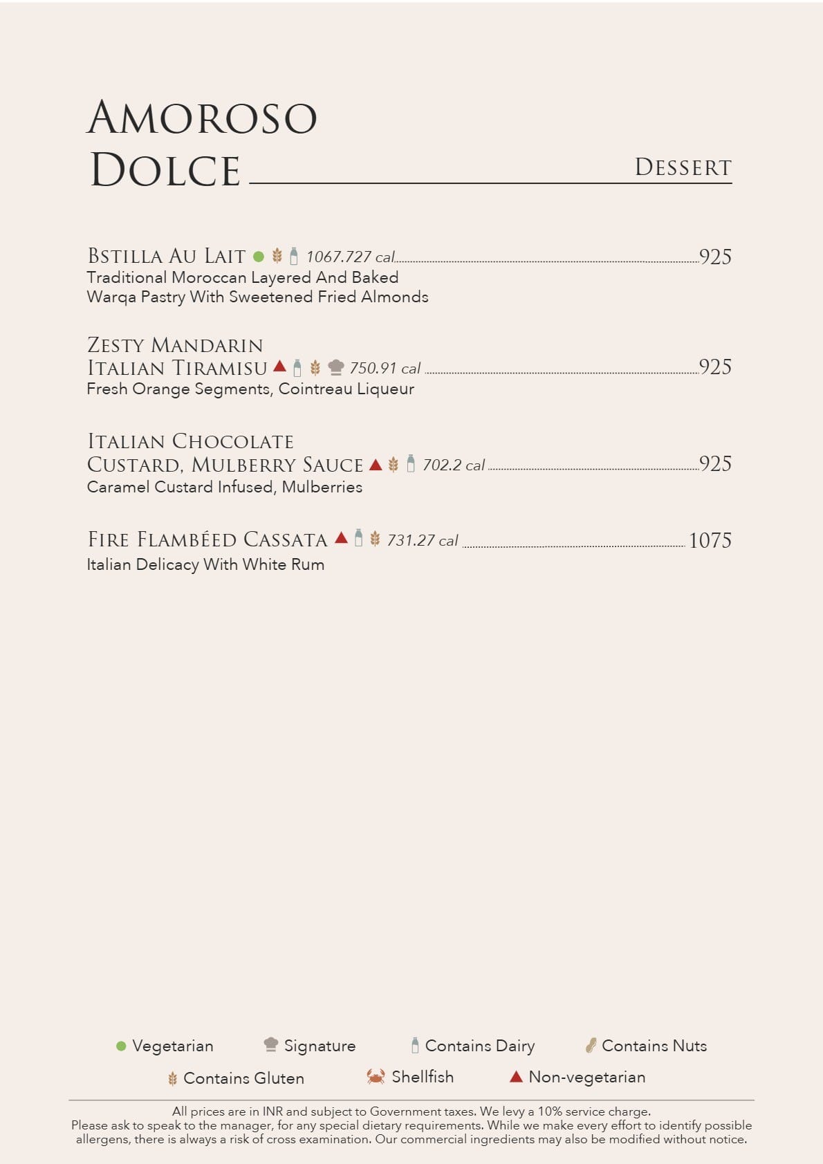 Dining Experience for Two at The Best European Restaurant in a Hotel, Conrad Bengaluru — Food menu
