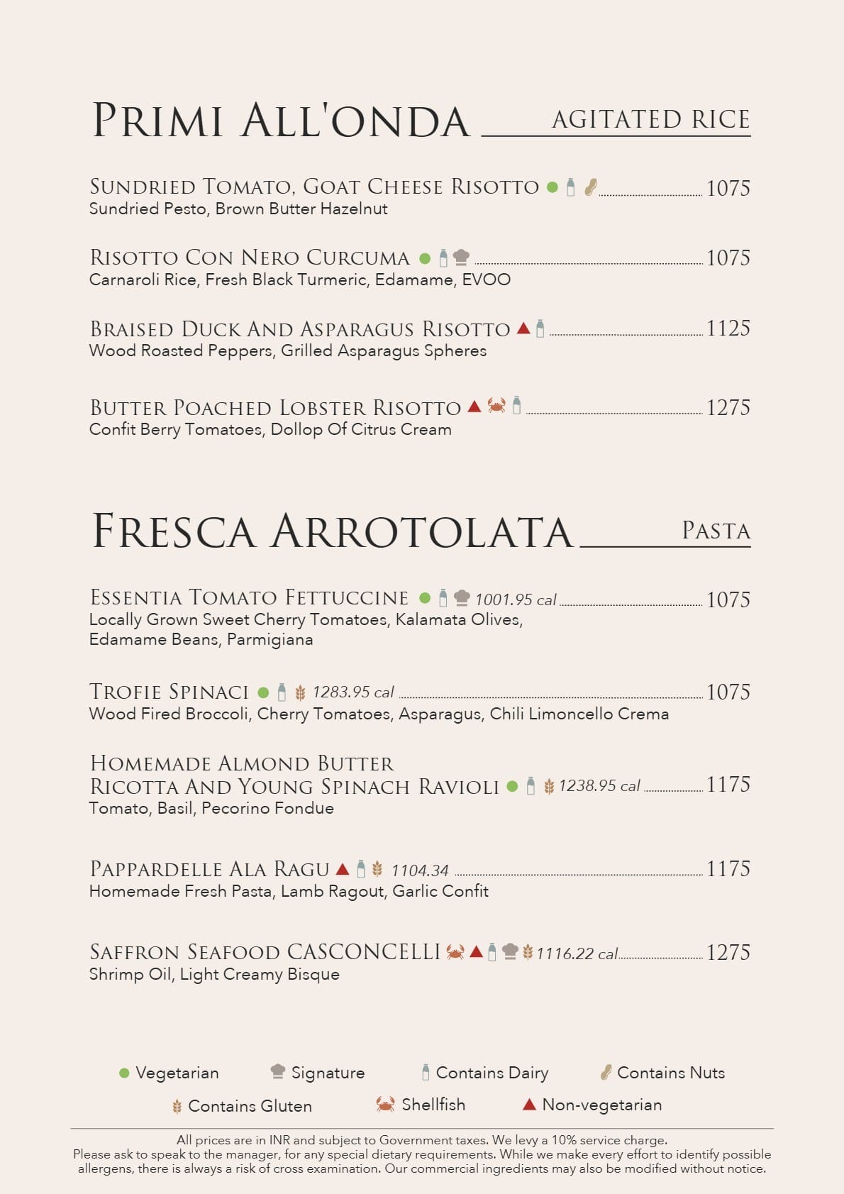 Dining Experience for Two at The Best European Restaurant in a Hotel, Conrad Bengaluru — Food menu