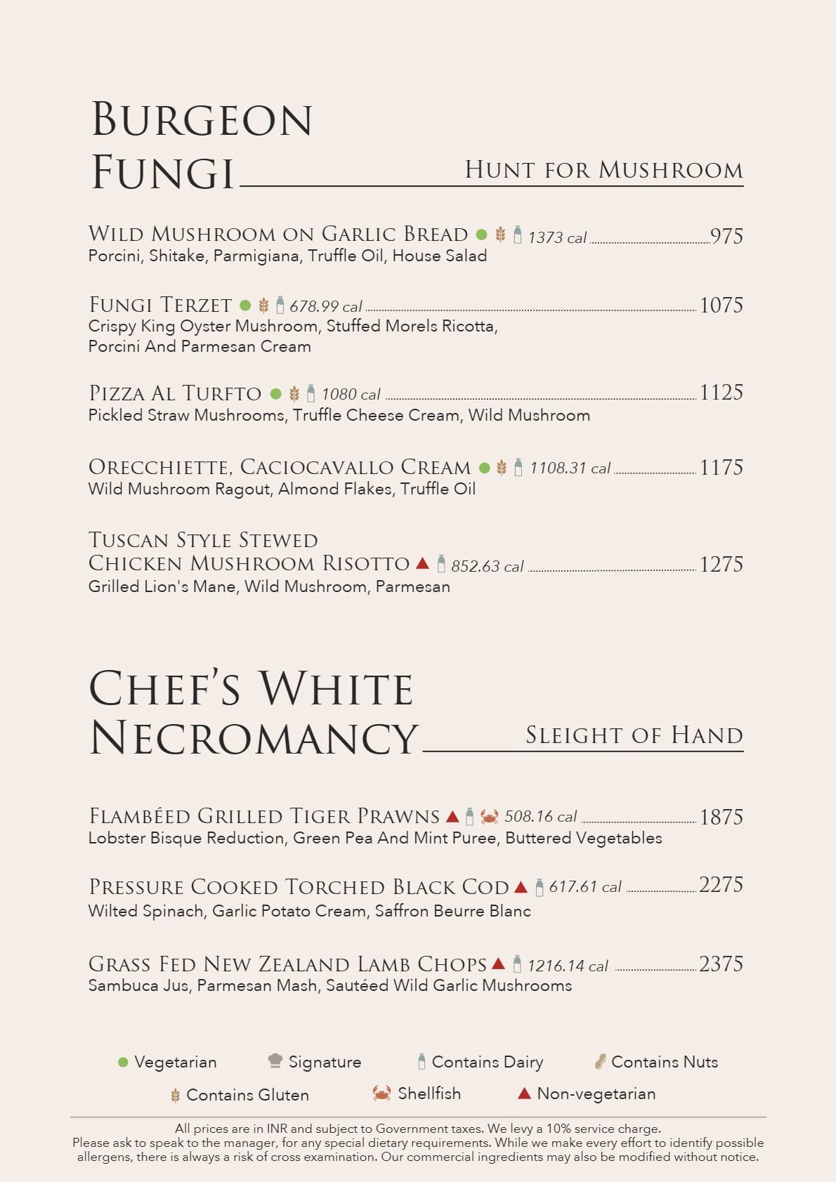 Dining Experience for Two at The Best European Restaurant in a Hotel, Conrad Bengaluru — Food menu
