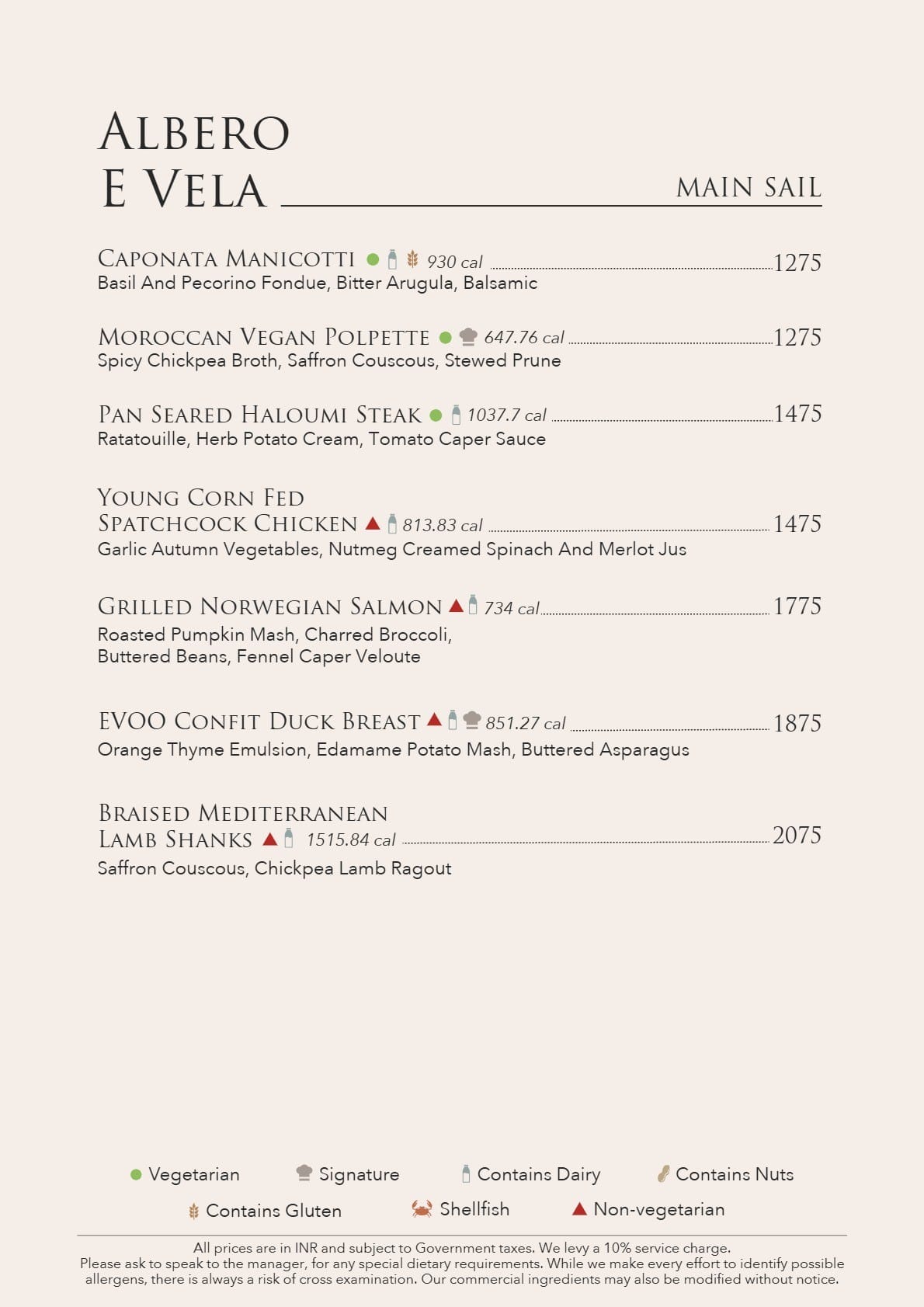 Dining Experience for Two at The Best European Restaurant in a Hotel, Conrad Bengaluru — Food menu