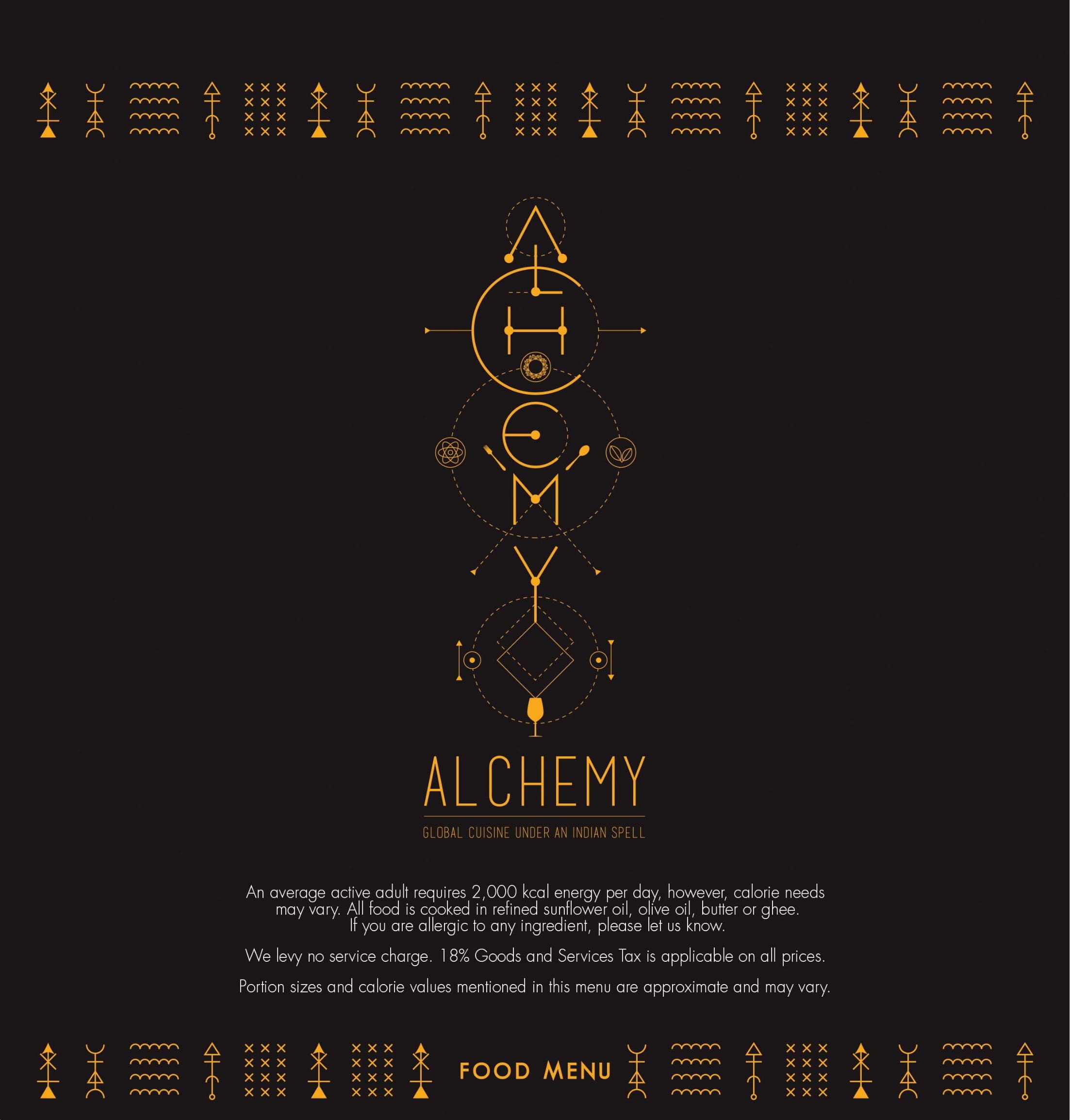 Dining Experience for Two at Alchemy, Bengaluru — Food menu