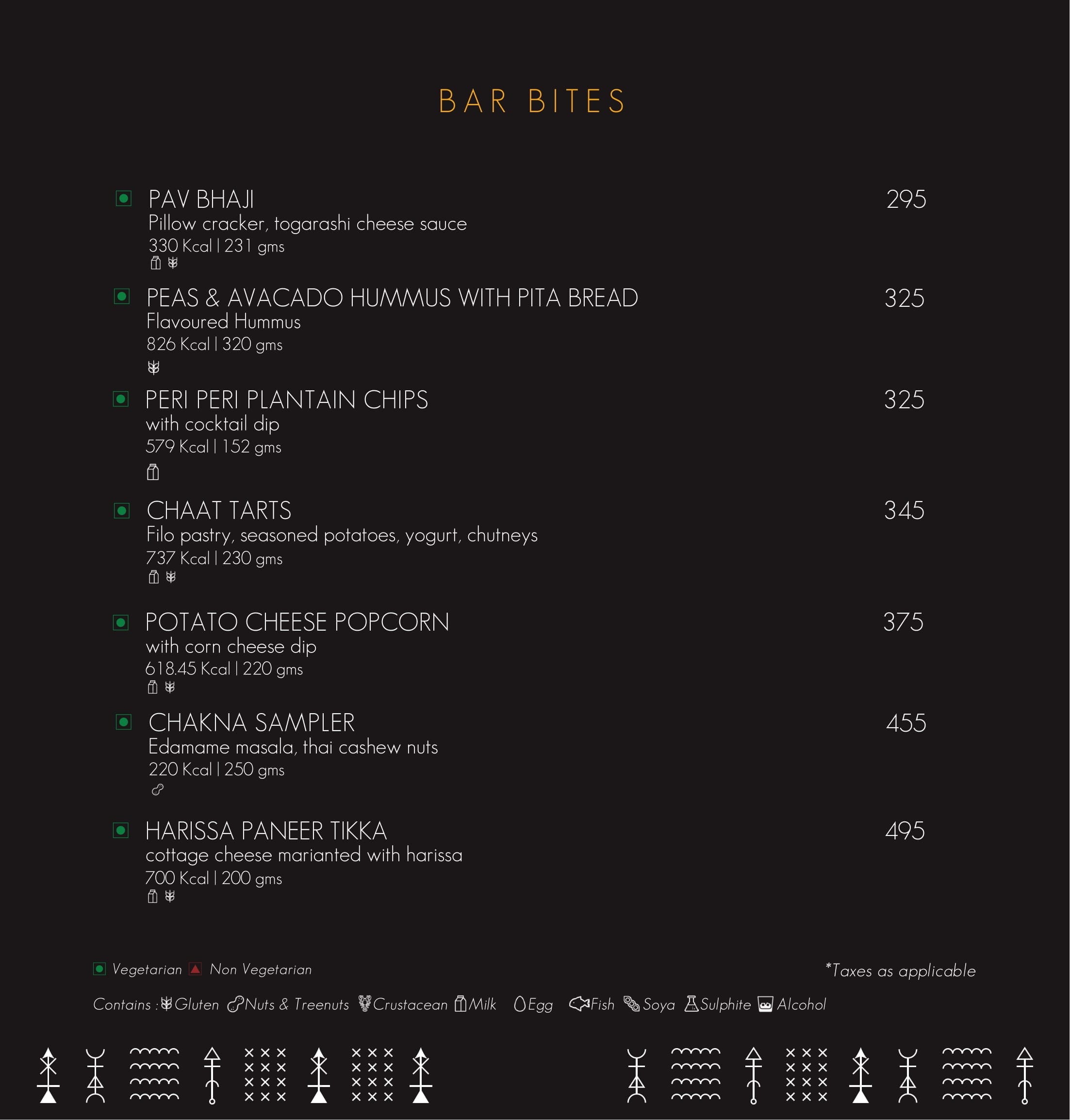 Dining Experience for Two at Alchemy, Bengaluru — Food menu