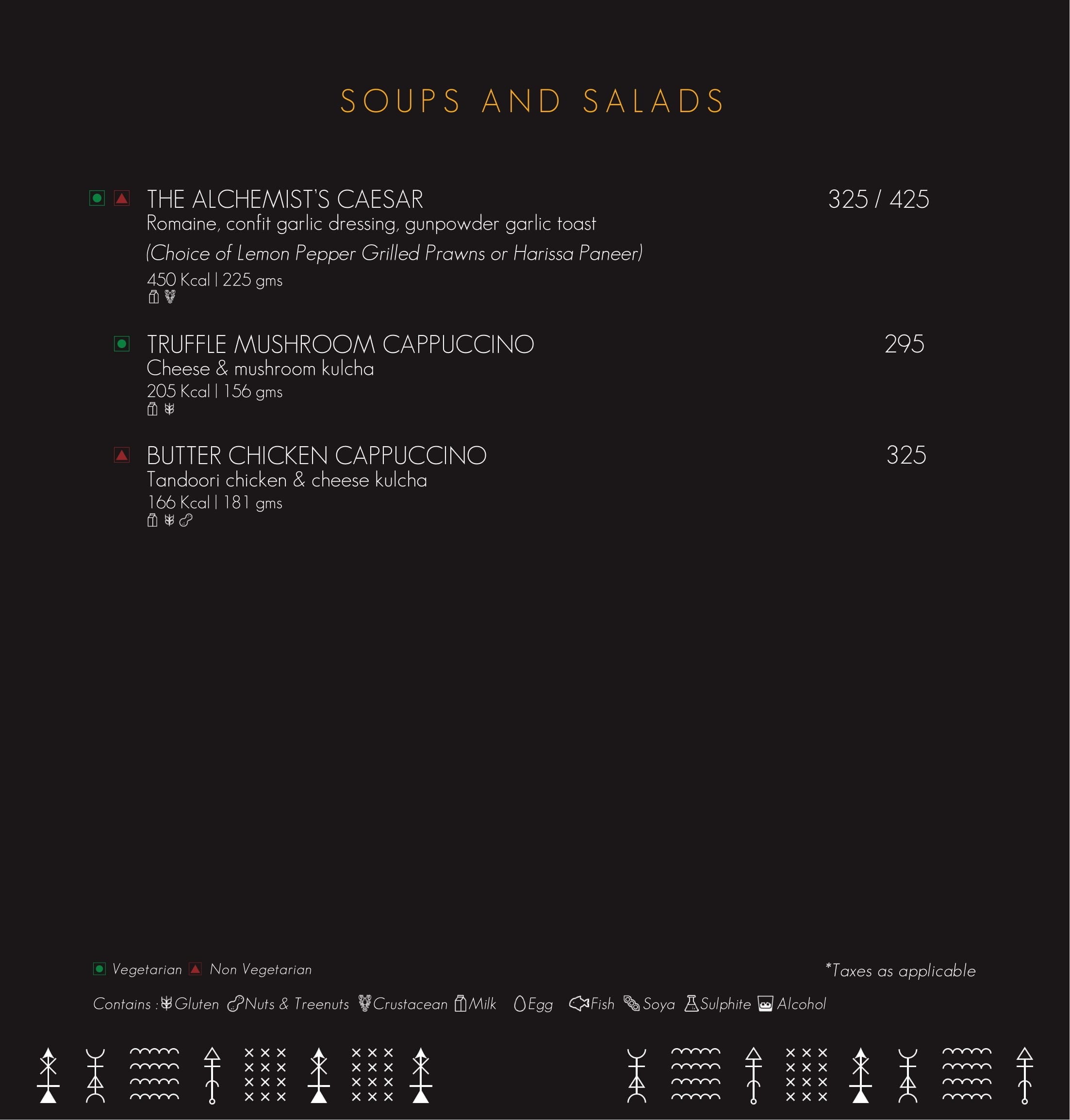 Dining Experience for Two at Alchemy, Bengaluru — Food menu