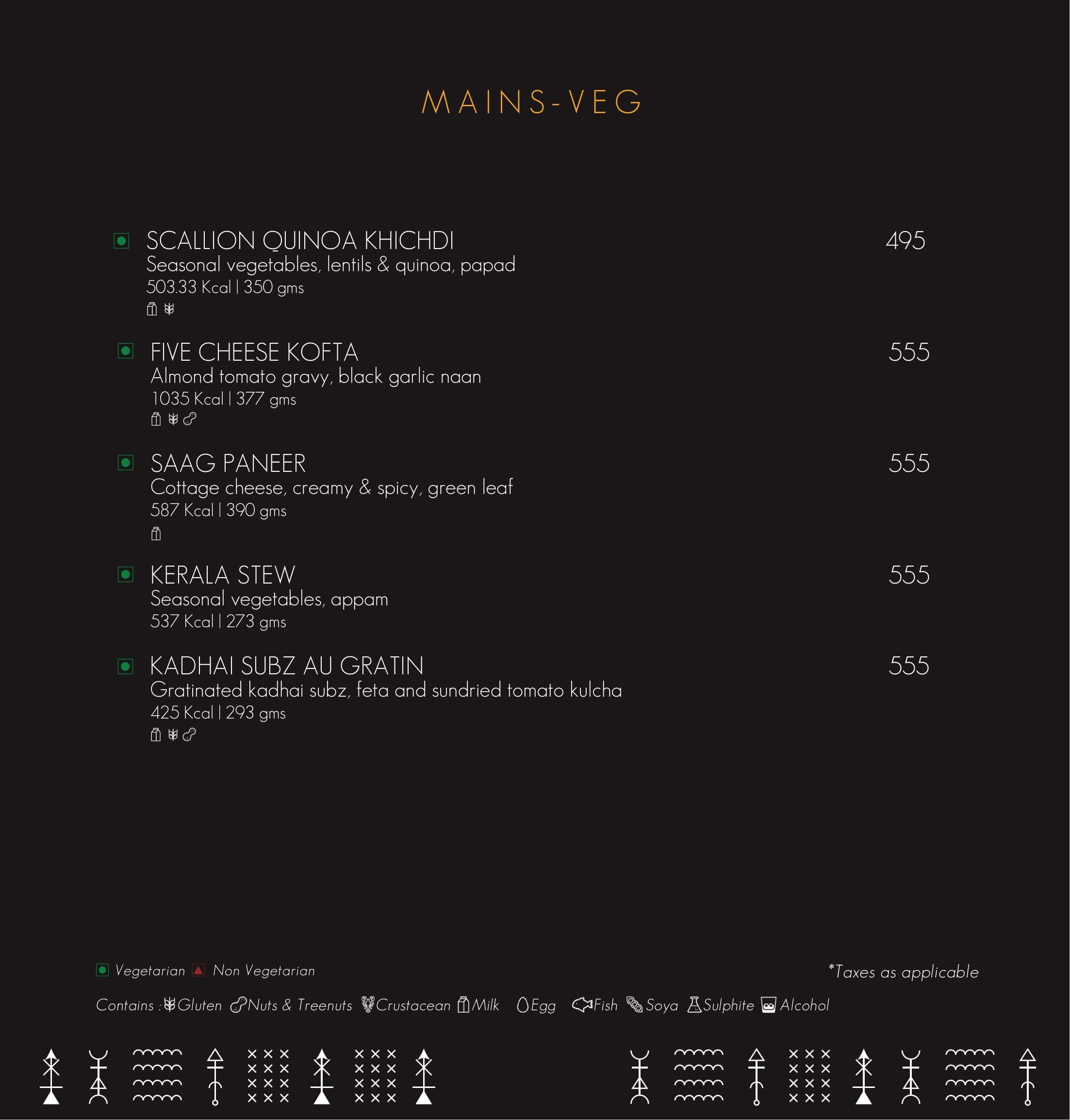 Dining Experience for Two at Alchemy, Bengaluru — Food menu