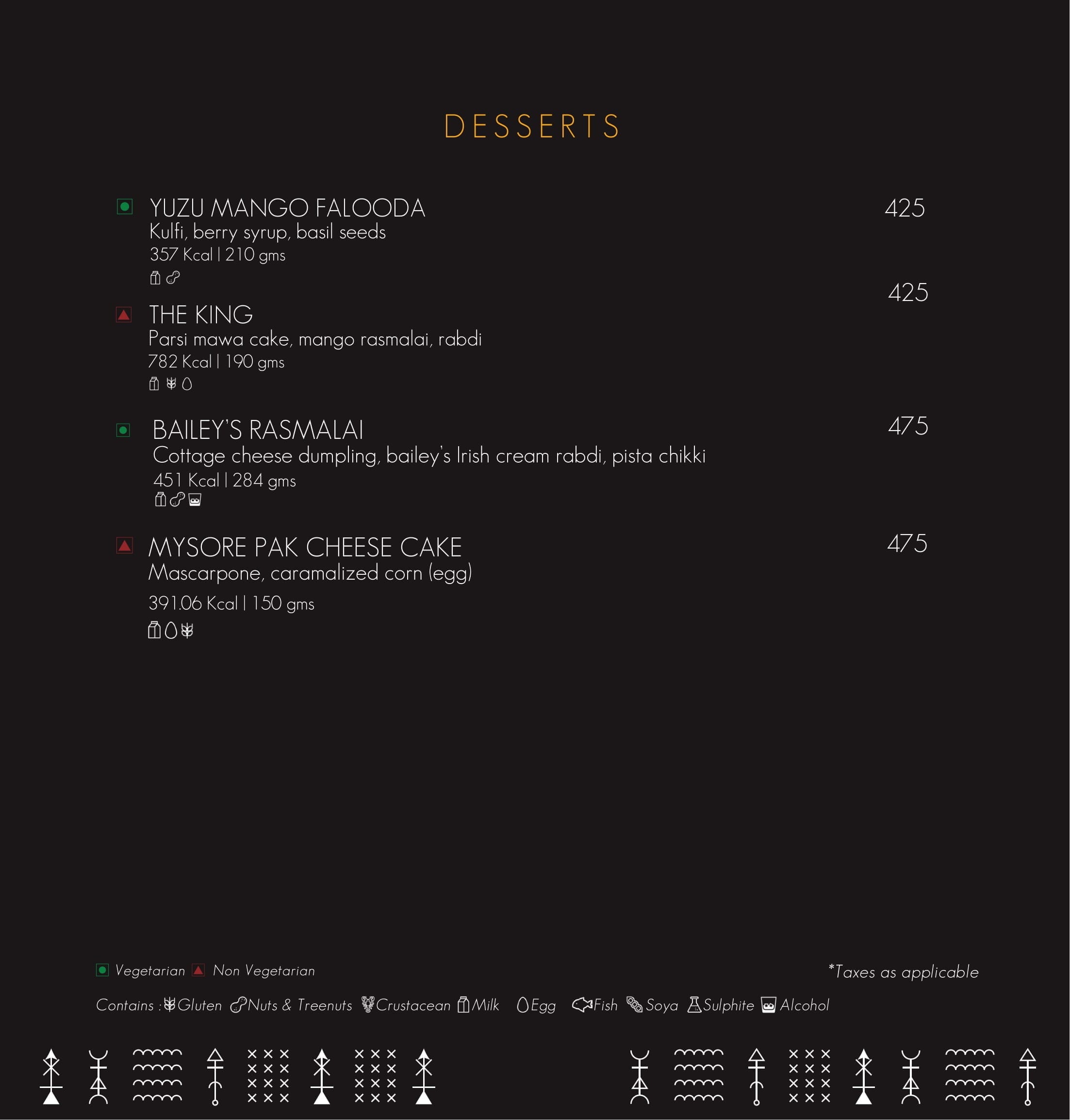 Dining Experience for Two at Alchemy, Bengaluru — Food menu
