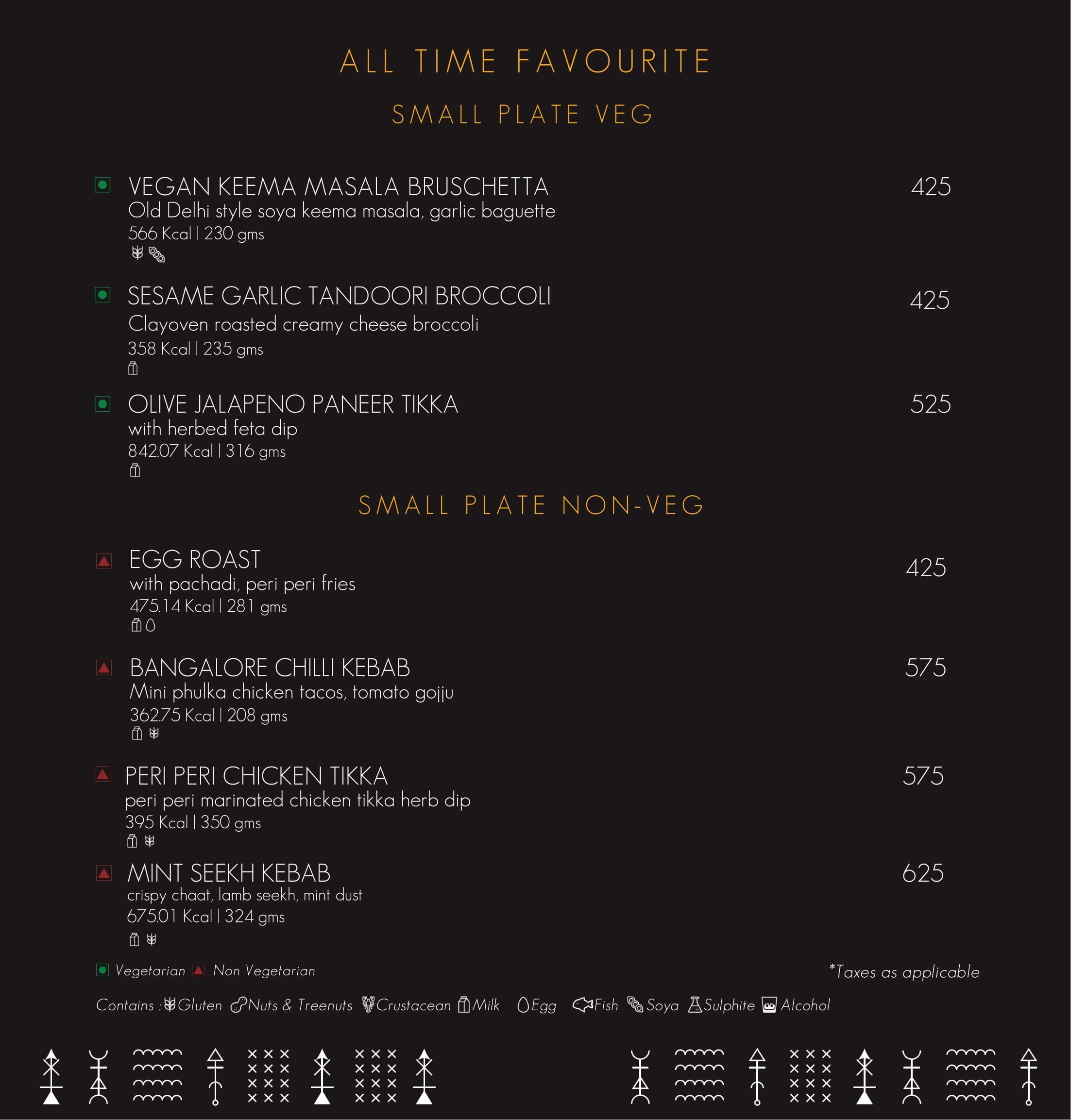 Dining Experience for Two at Alchemy, Bengaluru — Food menu