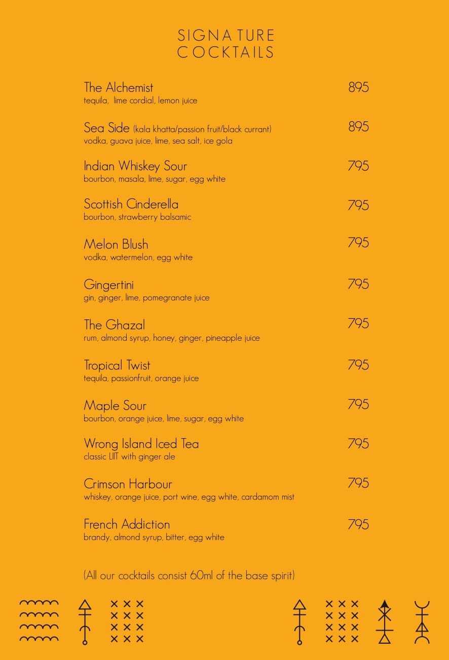Dining Experience for Two at Alchemy, Bengaluru — Beverages menu