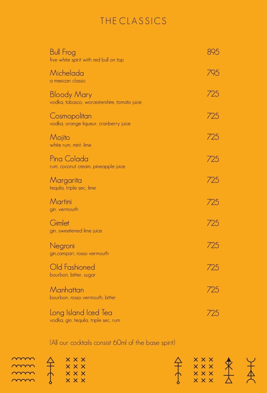 Dining Experience for Two at Alchemy, Bengaluru — Beverages menu
