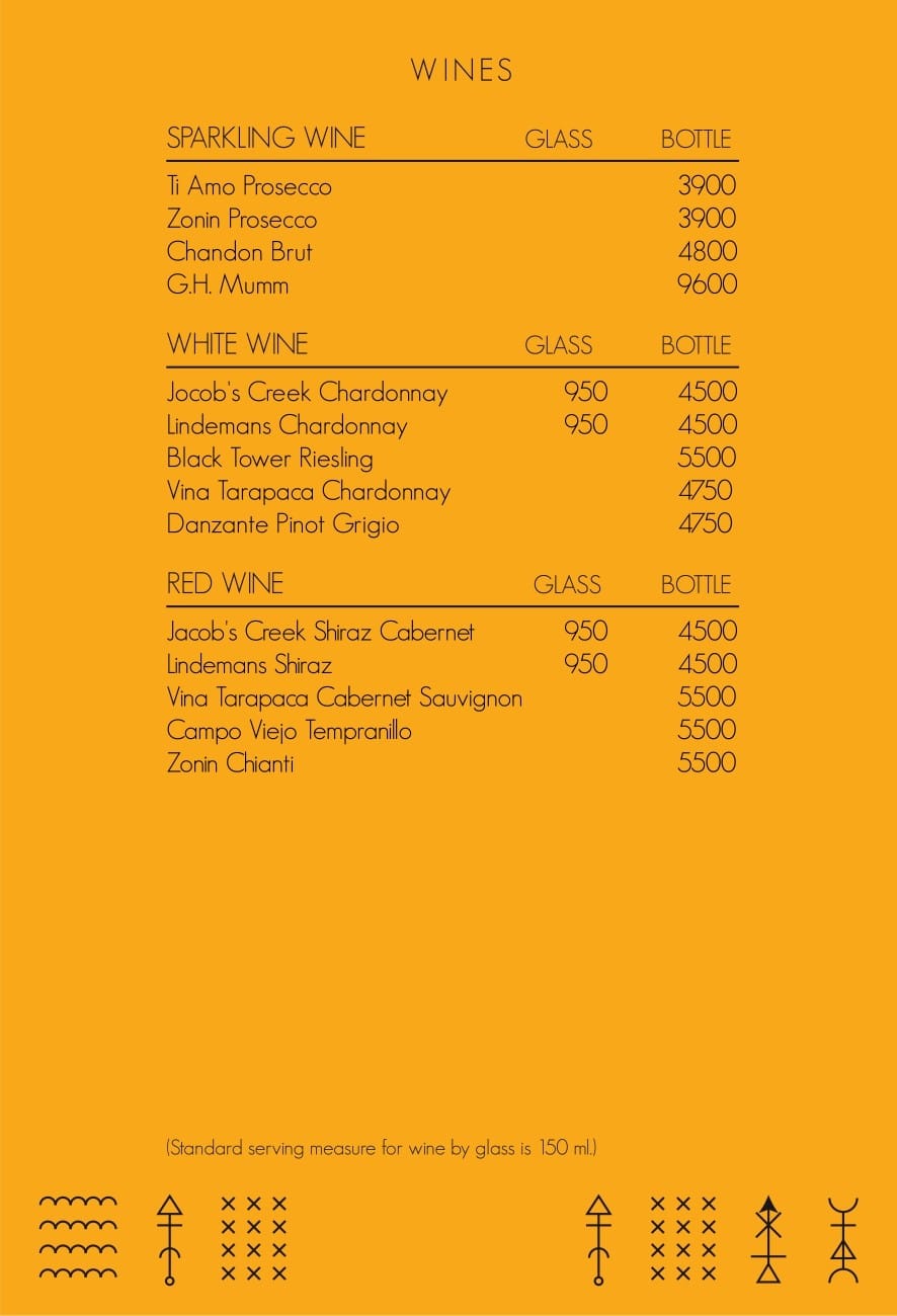 Dining Experience for Two at Alchemy, Bengaluru — Beverages menu