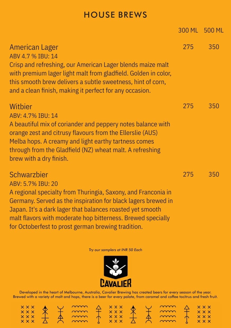 Dining Experience for Two at Alchemy, Bengaluru — Beverages menu