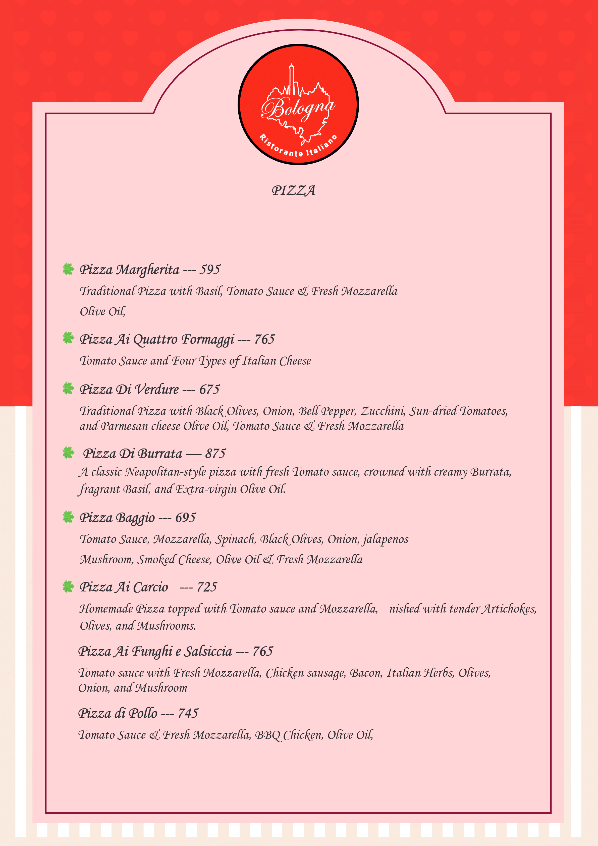 Dining Experience for Two at The Best Italian Restaurant, East Bengaluru — Food menu