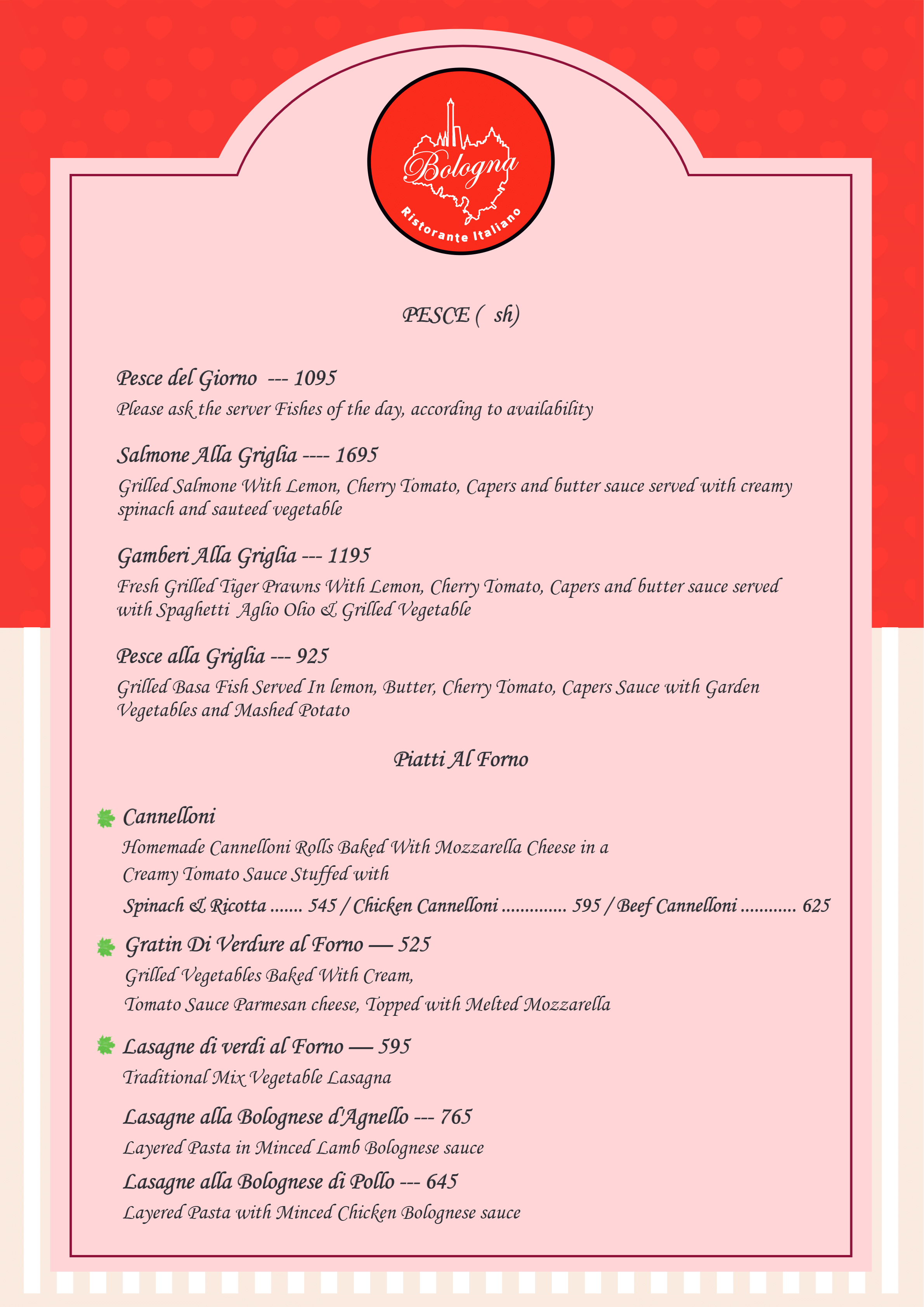 Dining Experience for Two at The Best Italian Restaurant, East Bengaluru — Food menu