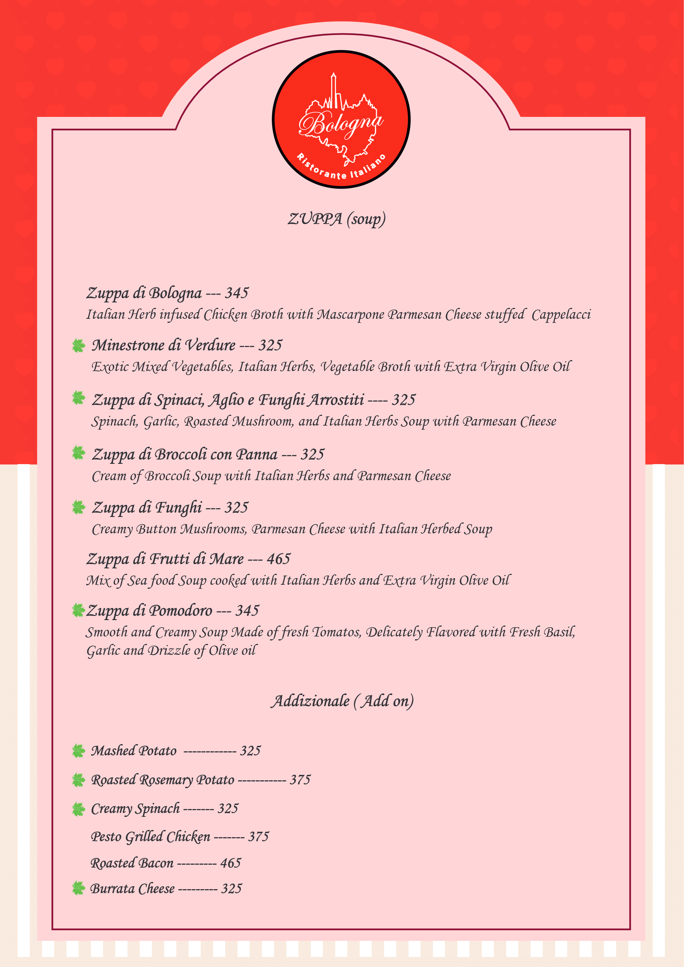 Dining Experience for Two at The Best Italian Restaurant, East Bengaluru — Food menu
