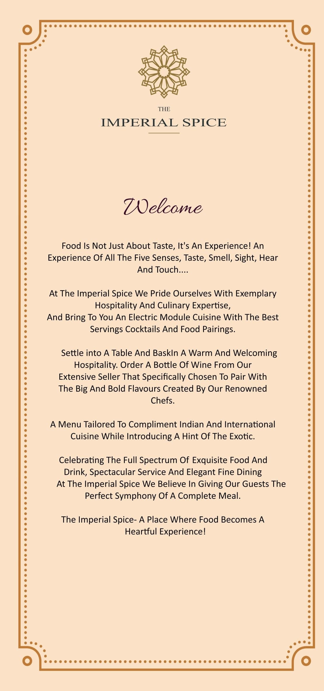 Dining Experience for Two at The Imperial Spice, Central Delhi — Beverages menu