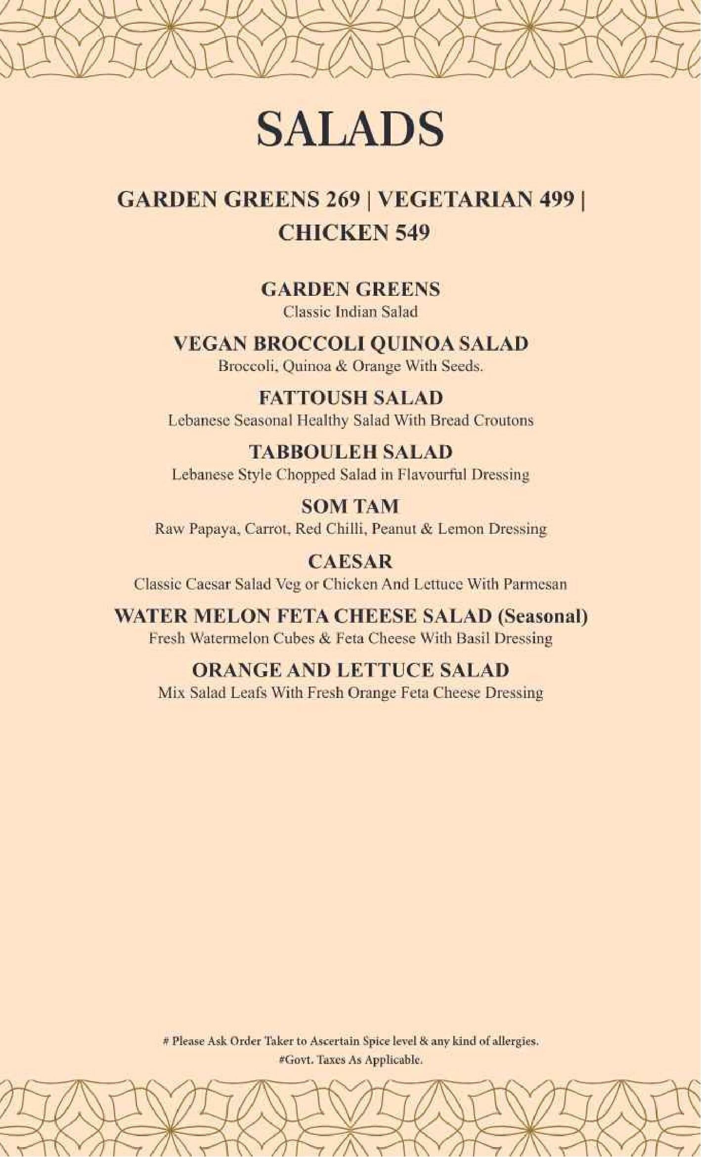 Dining Experience for Two at The Imperial Spice, Central Delhi — Food menu