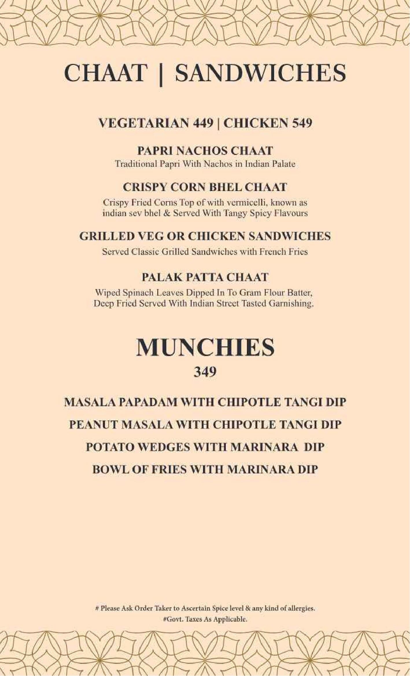 Dining Experience for Two at The Imperial Spice, Central Delhi — Food menu