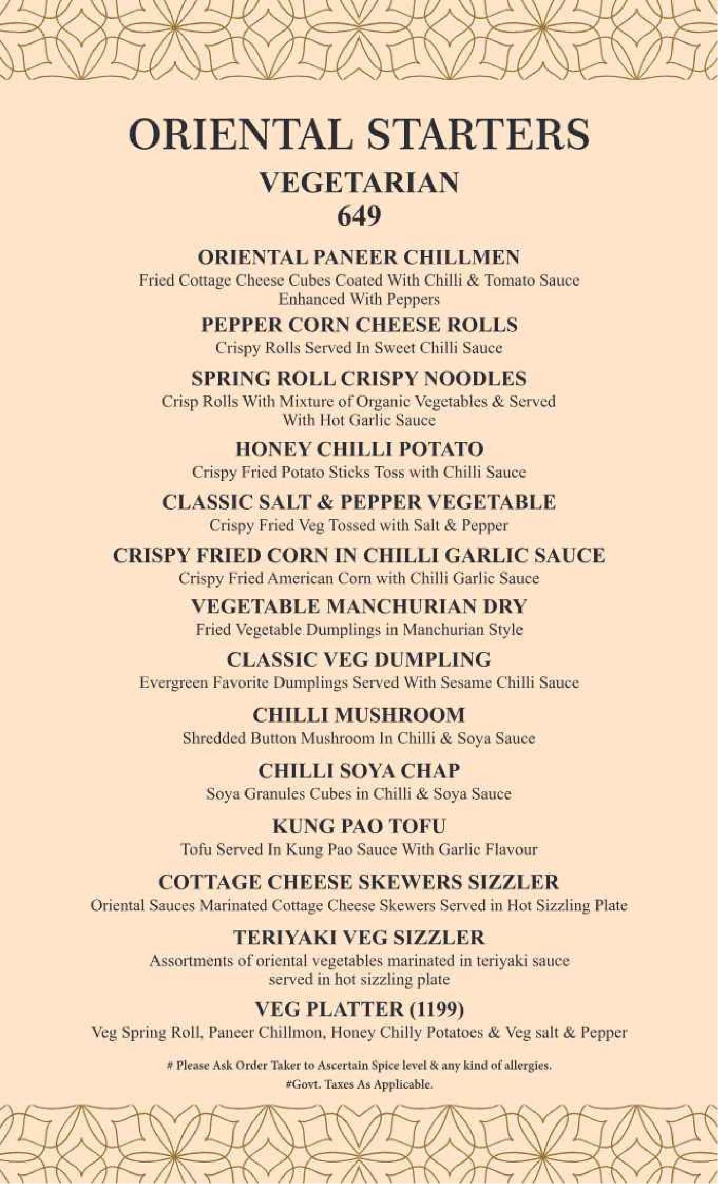 Dining Experience for Two at The Imperial Spice, Central Delhi — Food menu