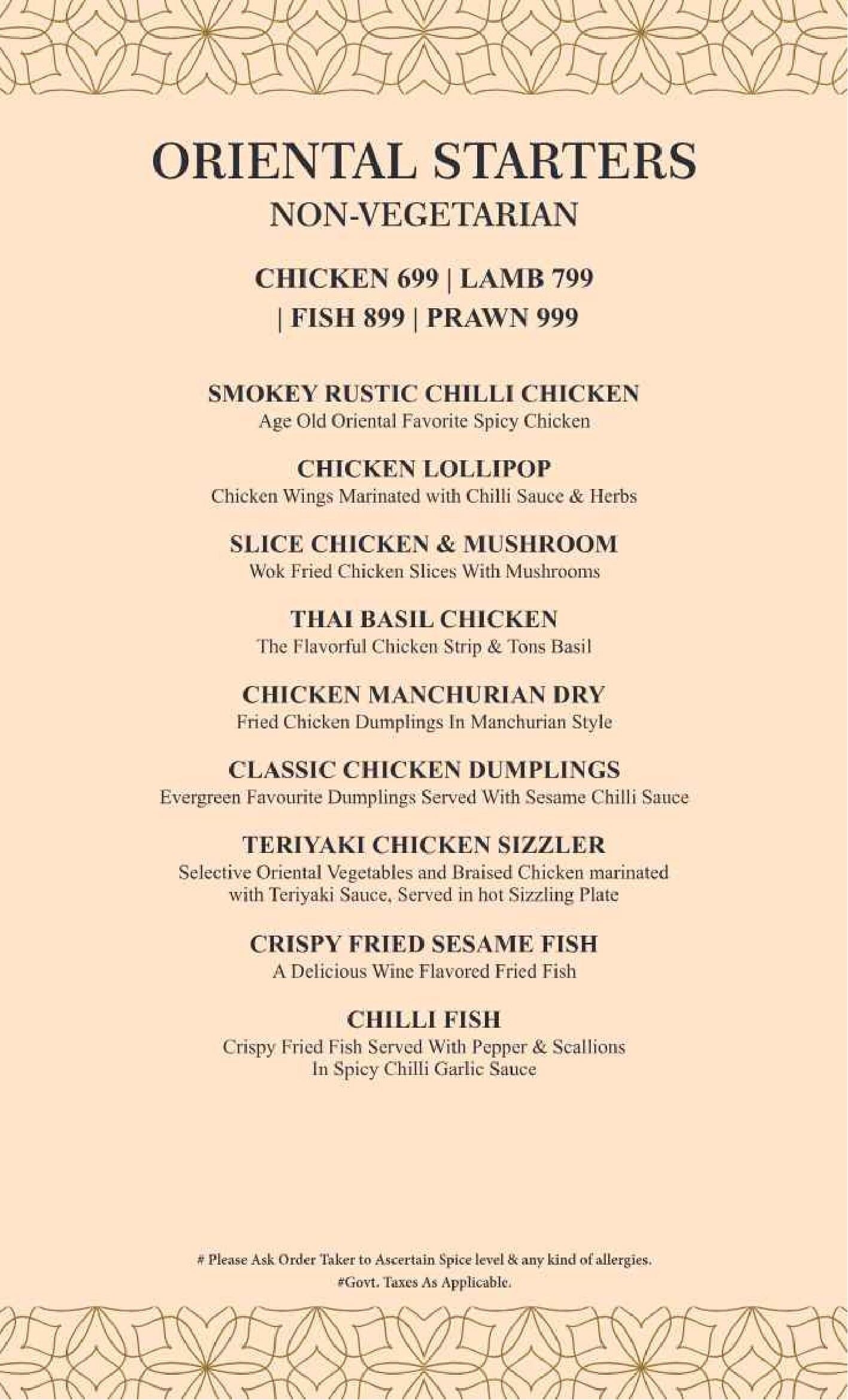 Dining Experience for Two at The Imperial Spice, Central Delhi — Food menu