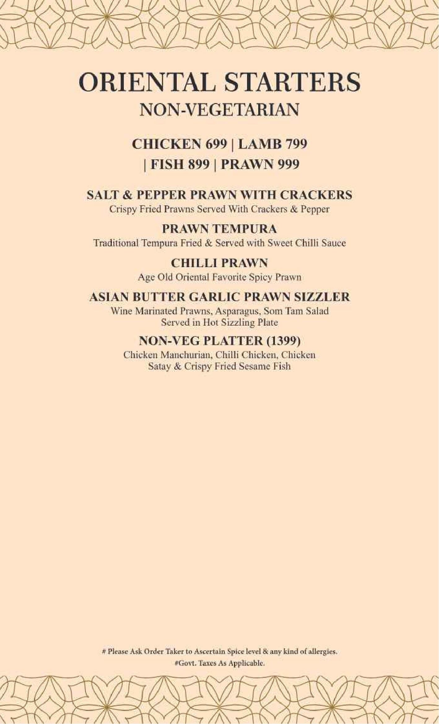 Dining Experience for Two at The Imperial Spice, Central Delhi — Food menu