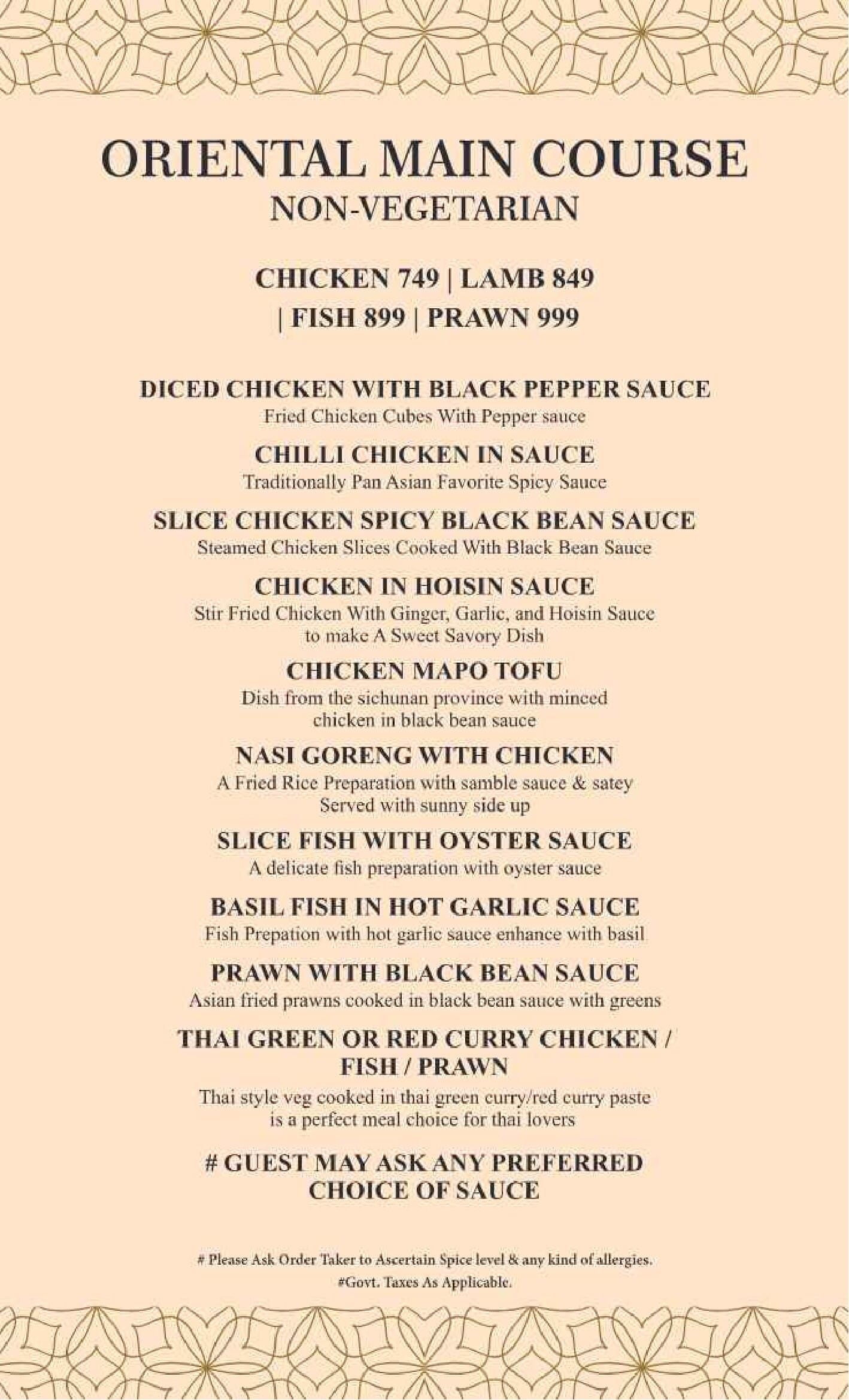Dining Experience for Two at The Imperial Spice, Central Delhi — Food menu
