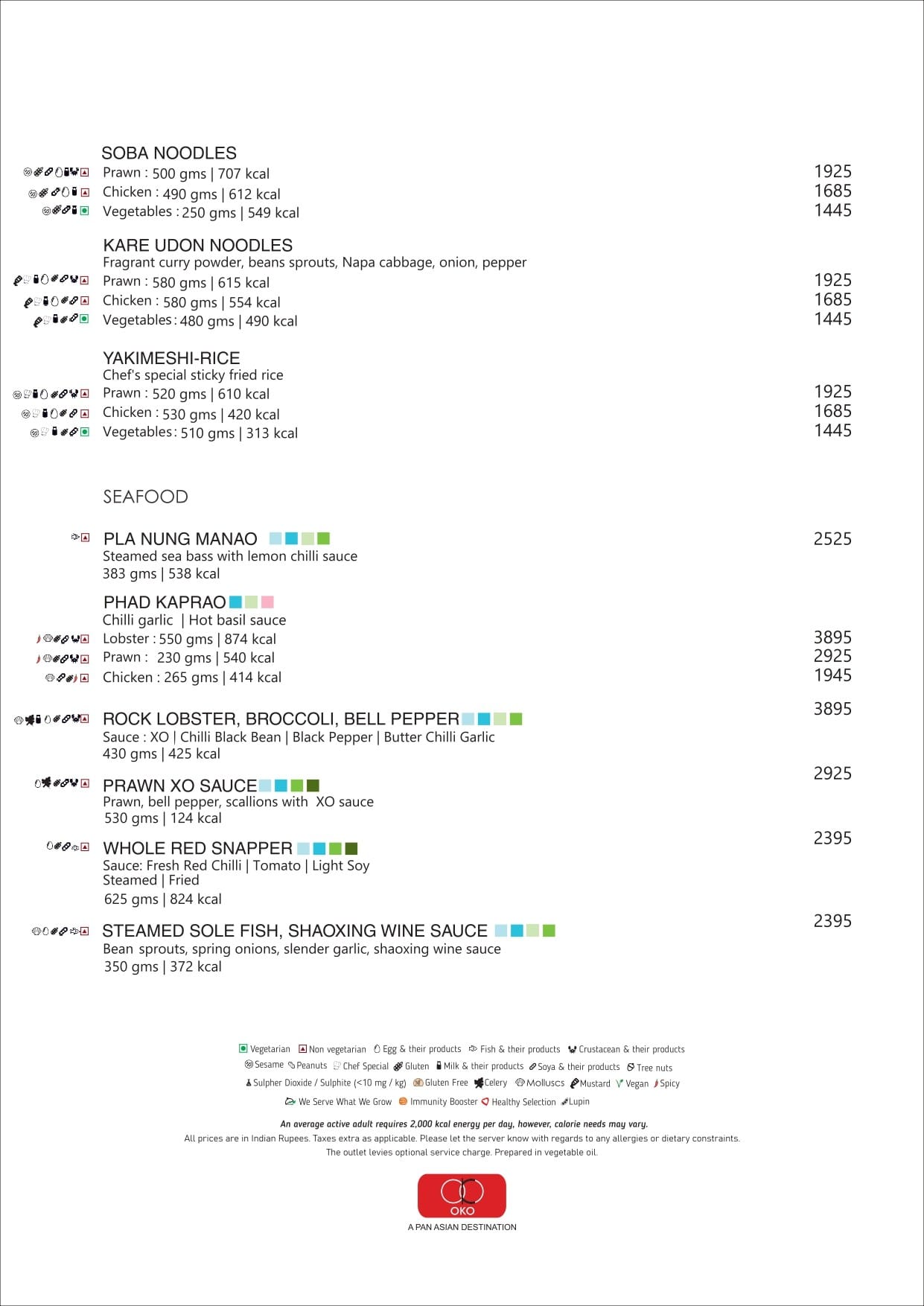 Dining Experience for Two at OKO, New Delhi — Food menu