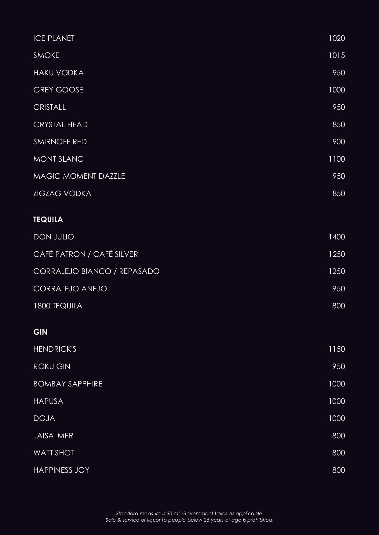 Dining Experience for Two at OKO, New Delhi — Beverages menu