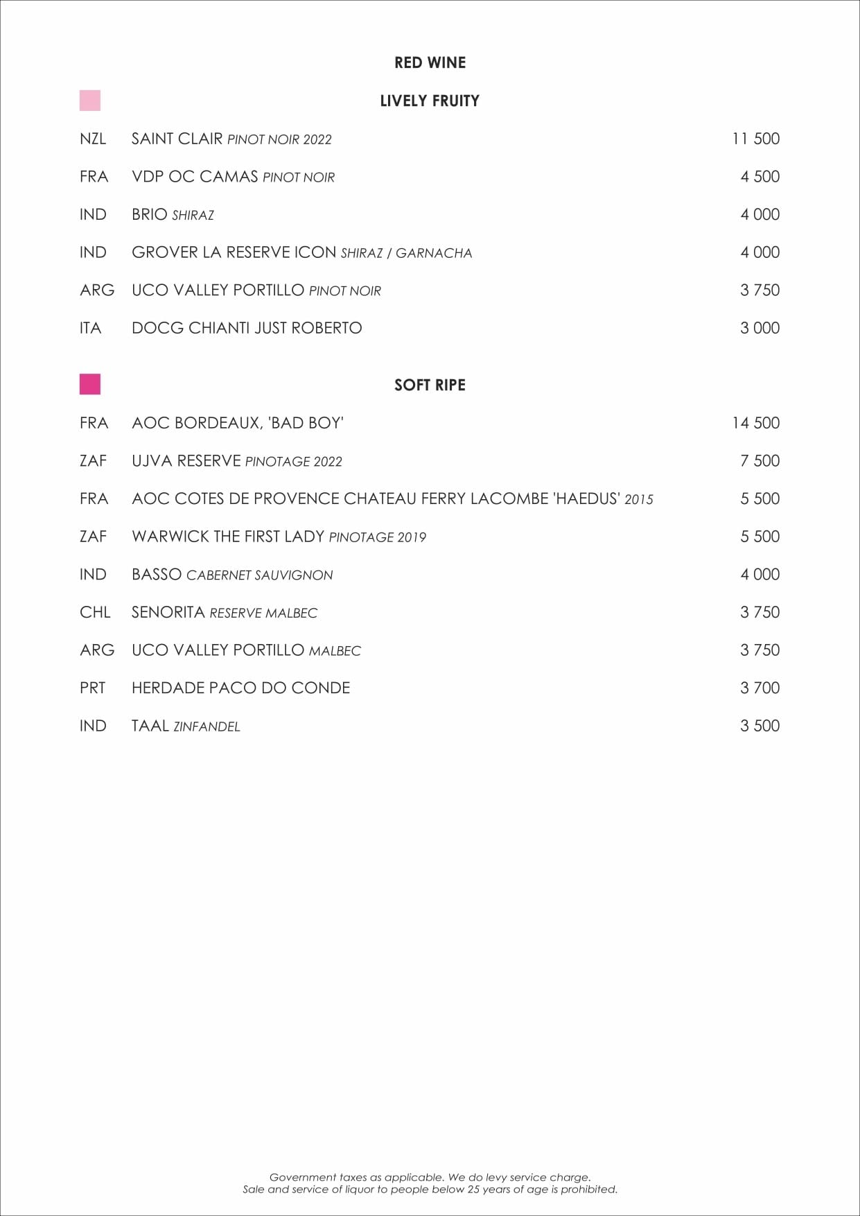 Dining Experience for Two at OKO, New Delhi — Beverages menu