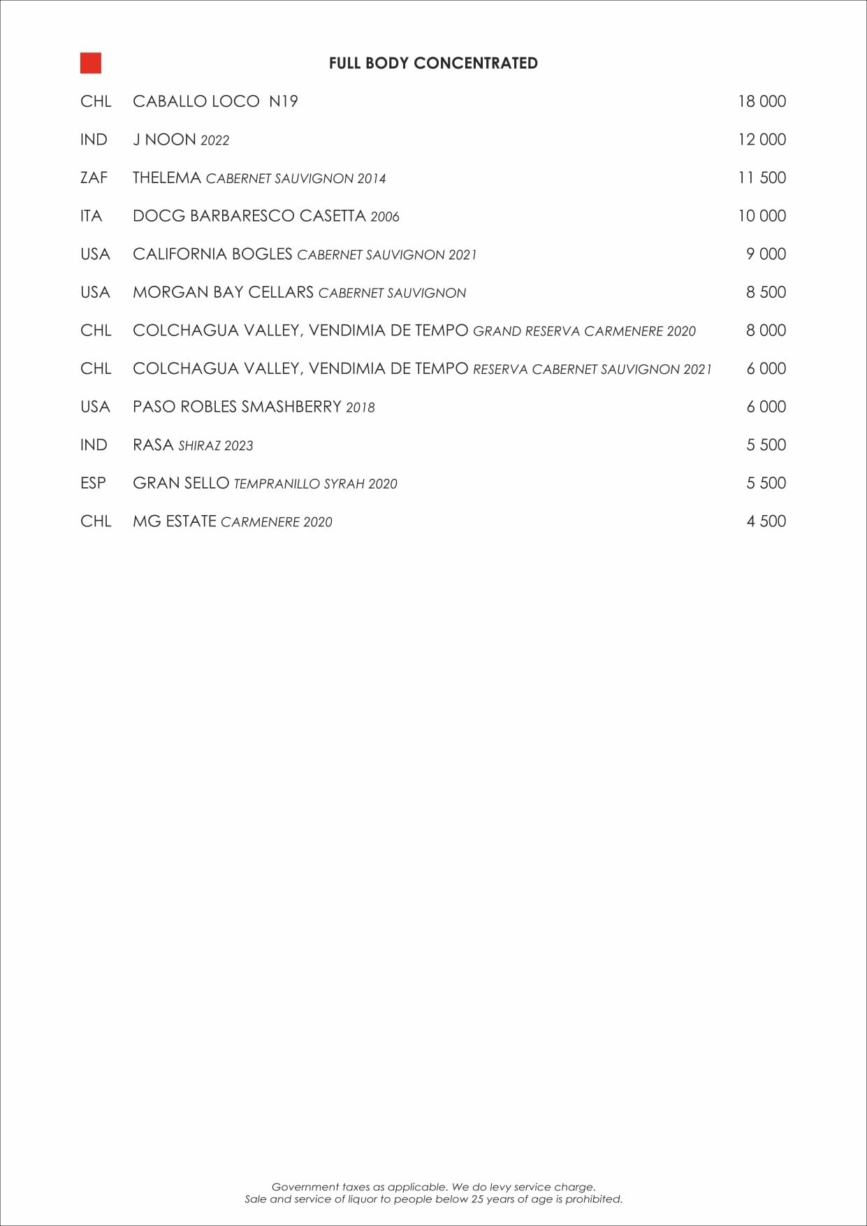 Dining Experience for Two at OKO, New Delhi — Beverages menu