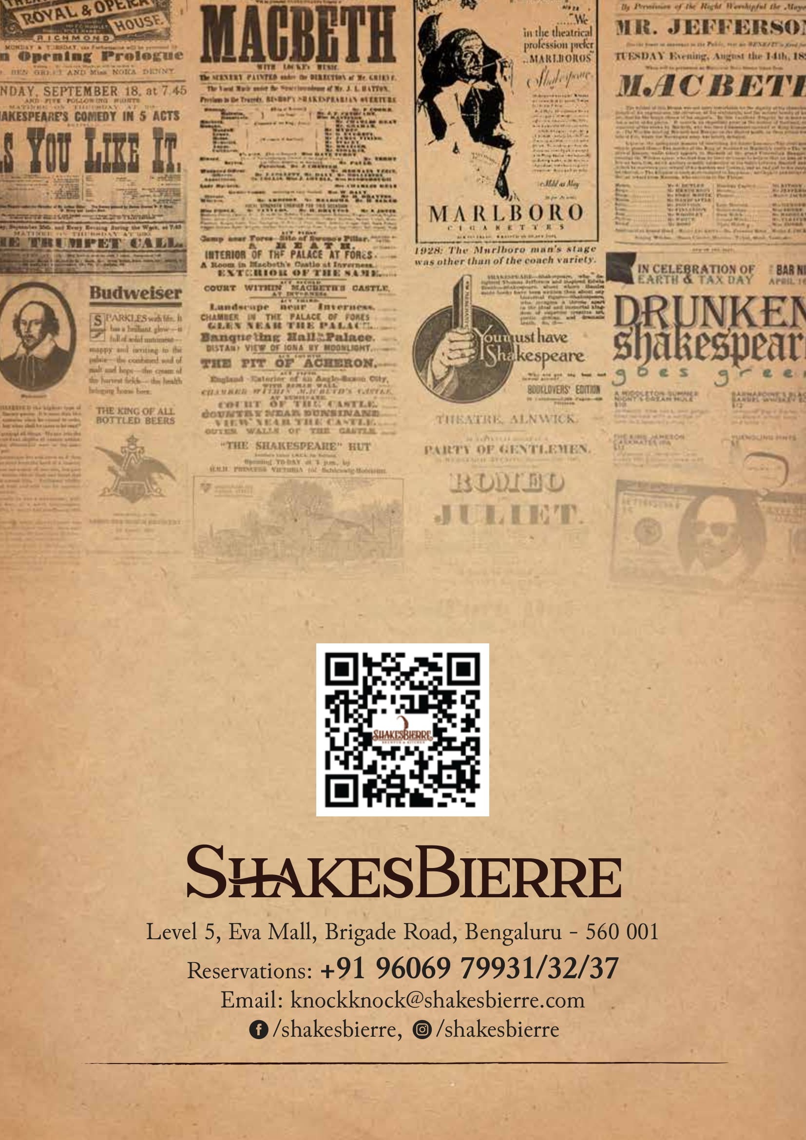 Dining Experience for Two at ShakesBierre, Central Bengaluru — Food menu