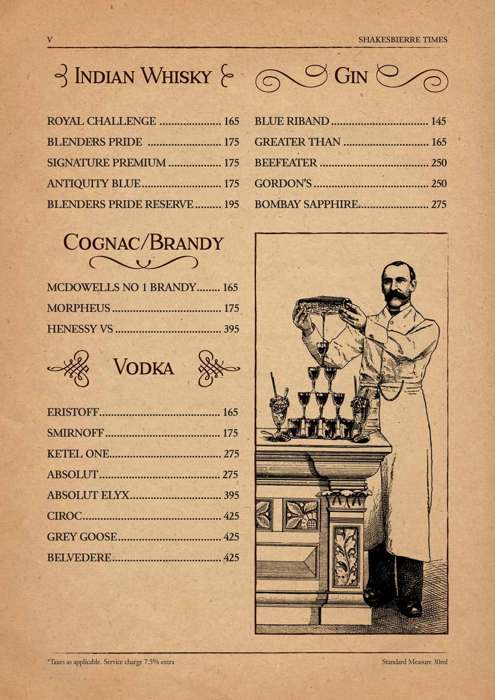 Dining Experience for Two at ShakesBierre, Central Bengaluru — Beverages menu